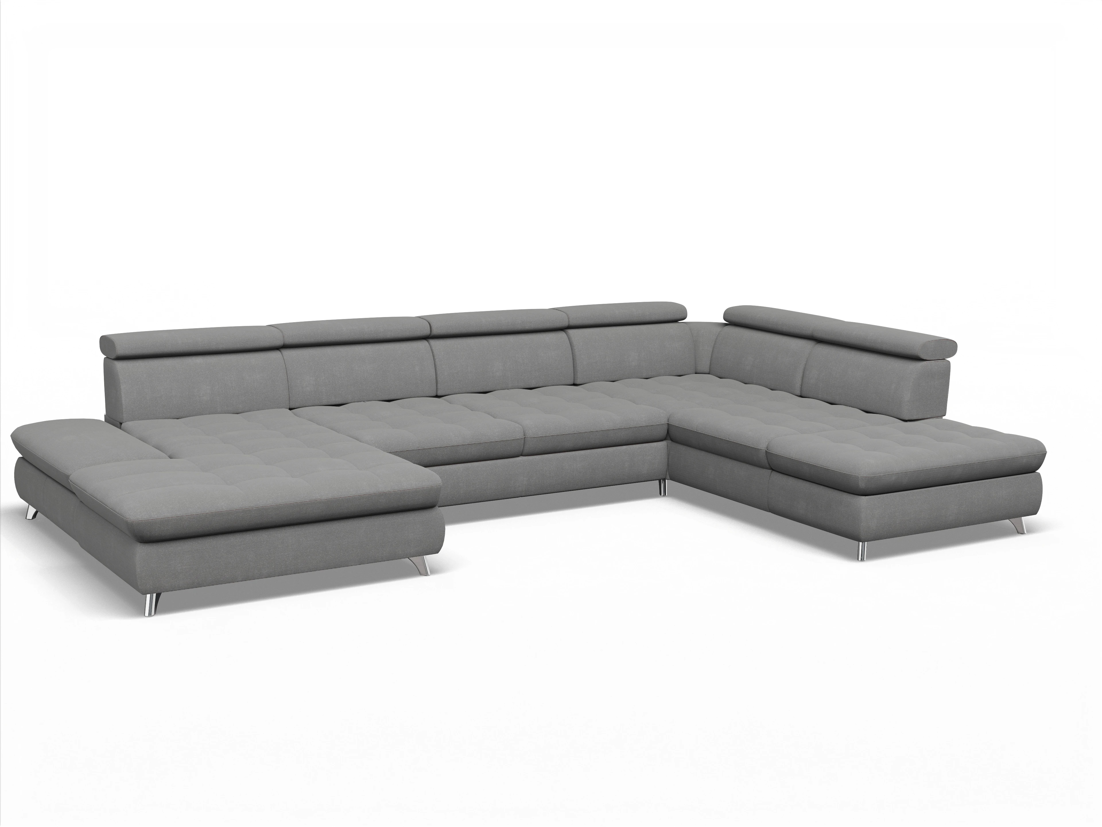 Ansicht des Produktes Memphis Stoff Wohnlandschaft offen beidseitig in Stoff Grau