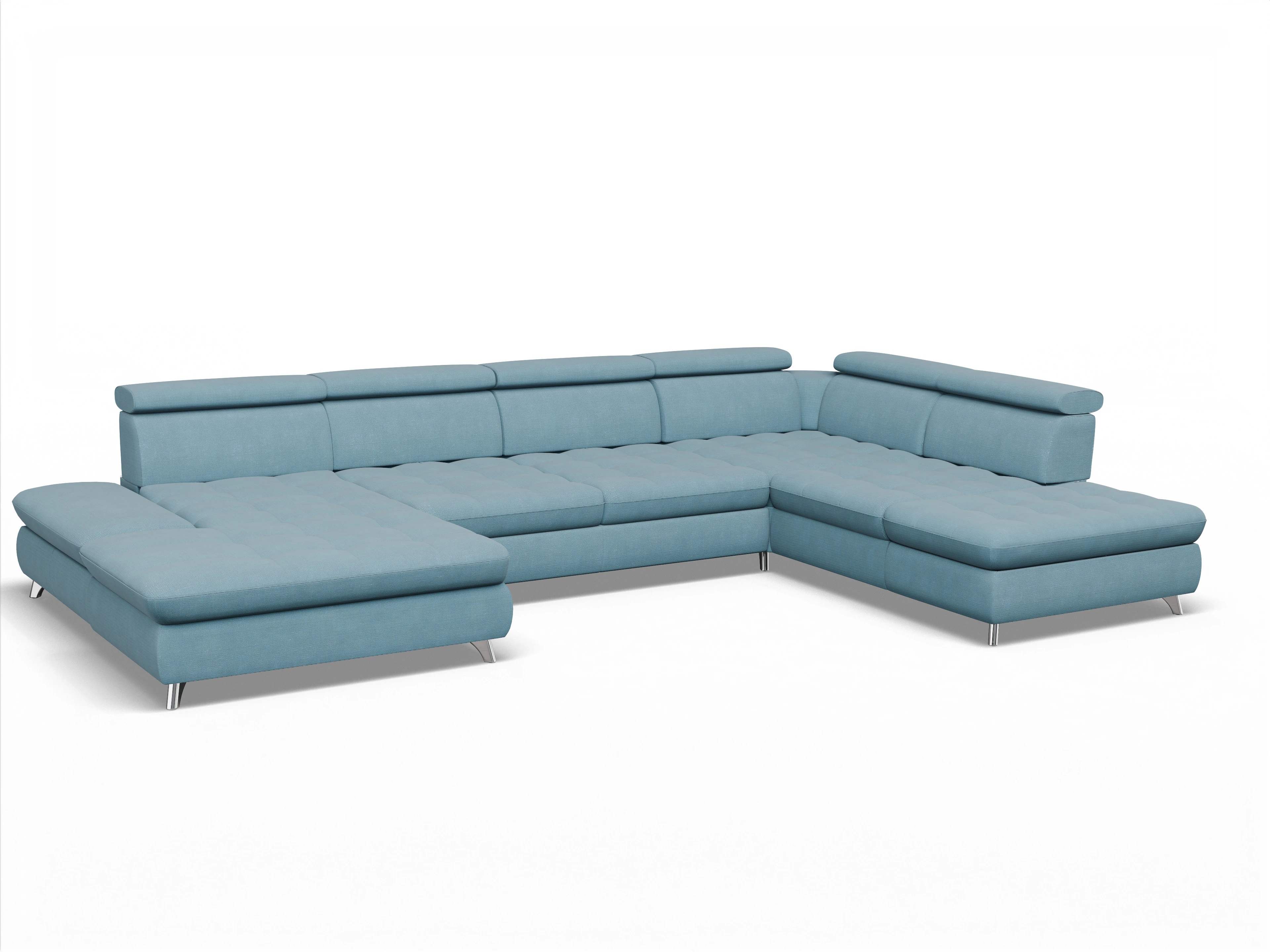Ansicht des Produktes Memphis Stoff Wohnlandschaft offen beidseitig in Stoff Blau