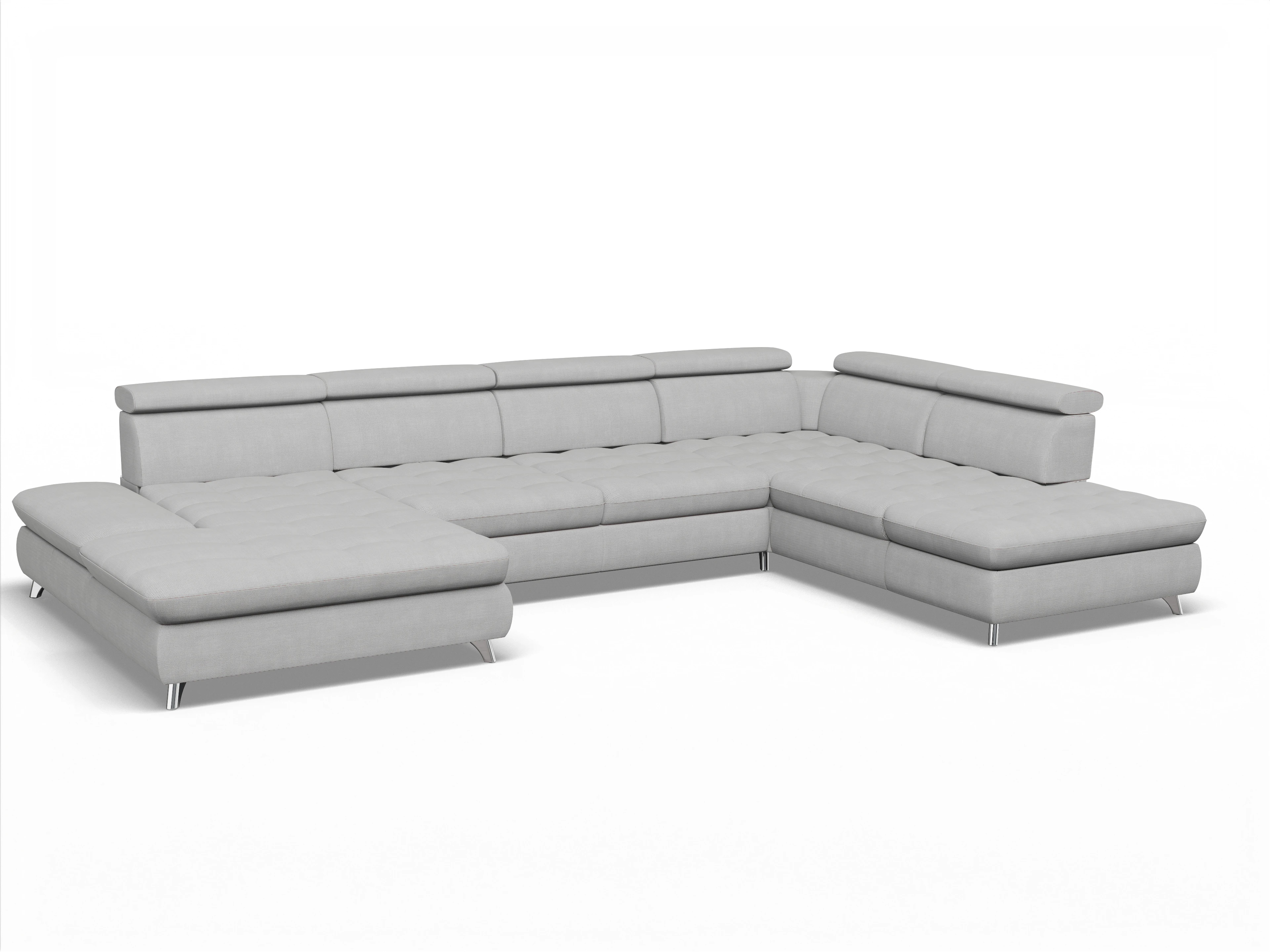 Ansicht des Produktes Memphis Stoff Wohnlandschaft offen beidseitig in Stoff Grau