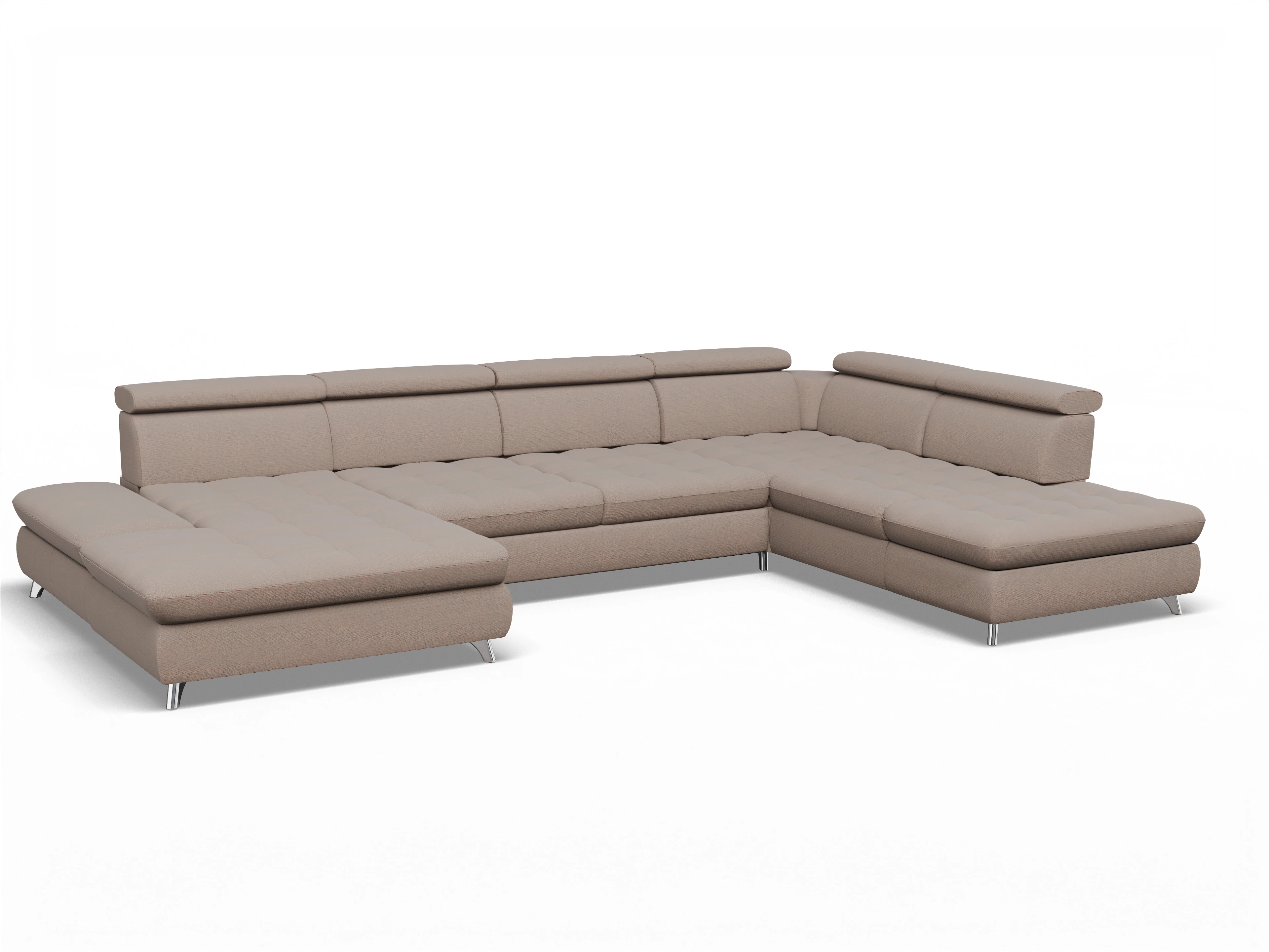 Ansicht des Produktes Memphis Stoff Wohnlandschaft offen beidseitig in Stoff Braun