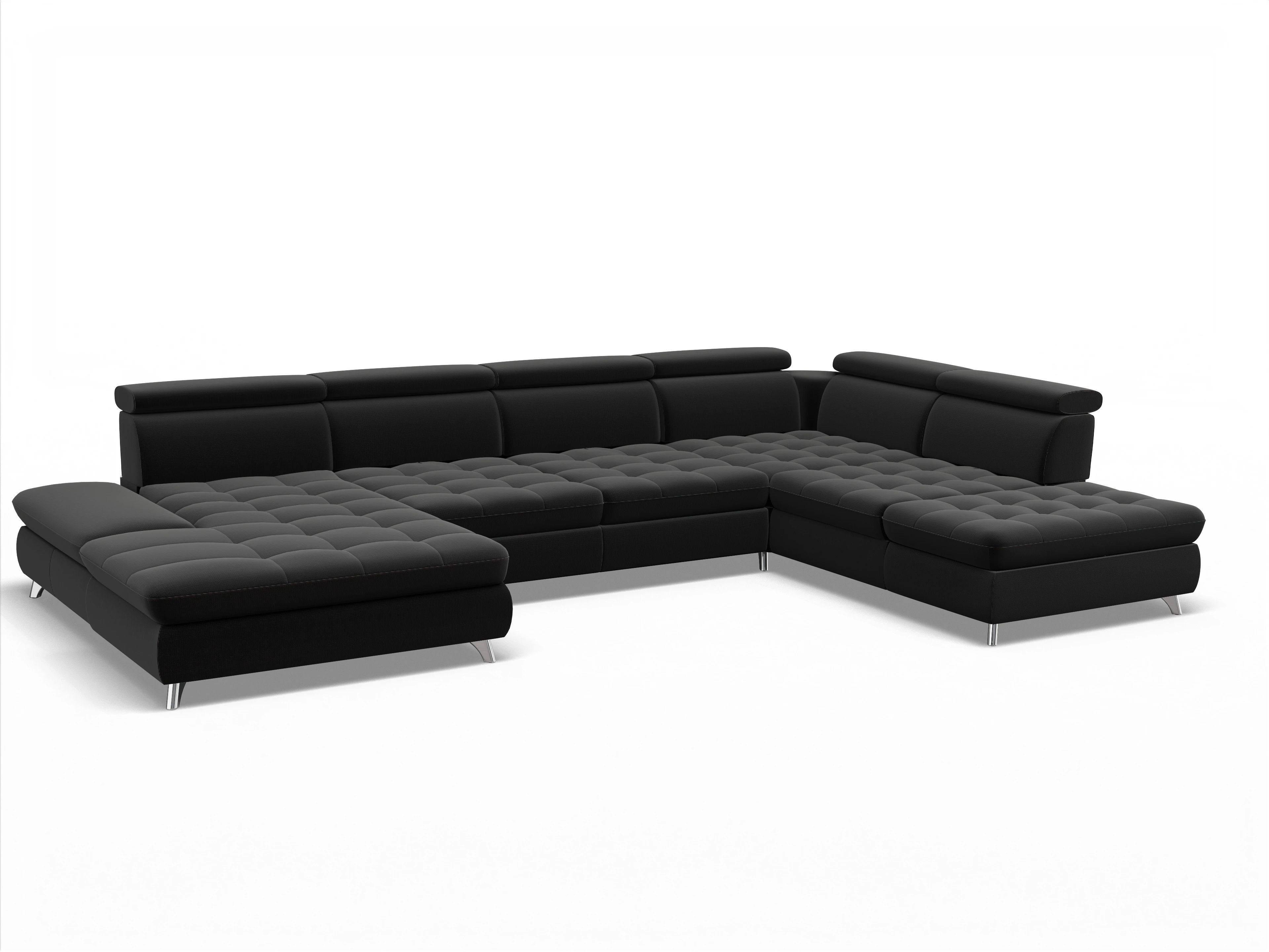 Ansicht des Produktes Memphis Stoff Wohnlandschaft offen beidseitig in Stoff Schwarz