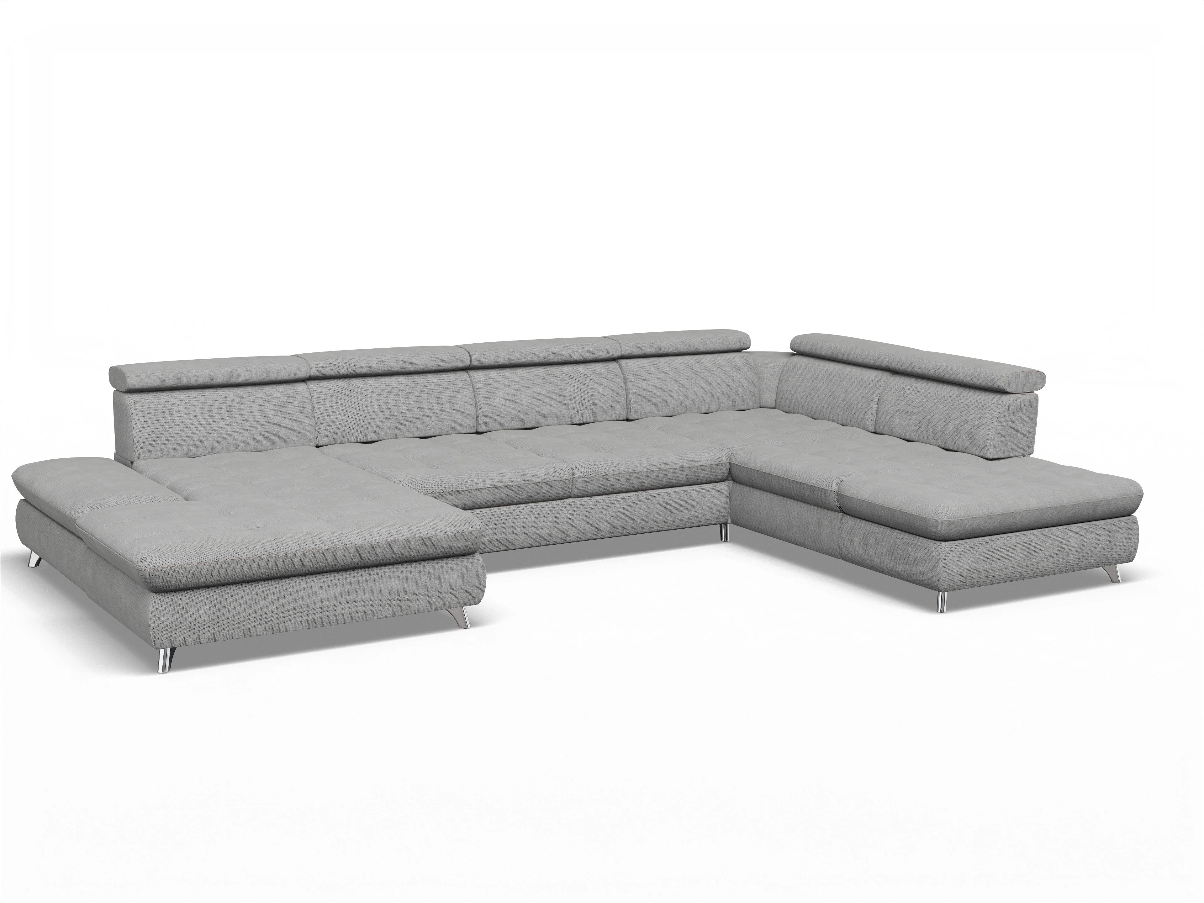 Ansicht des Produktes Memphis Stoff Wohnlandschaft offen beidseitig in Stoff Grau