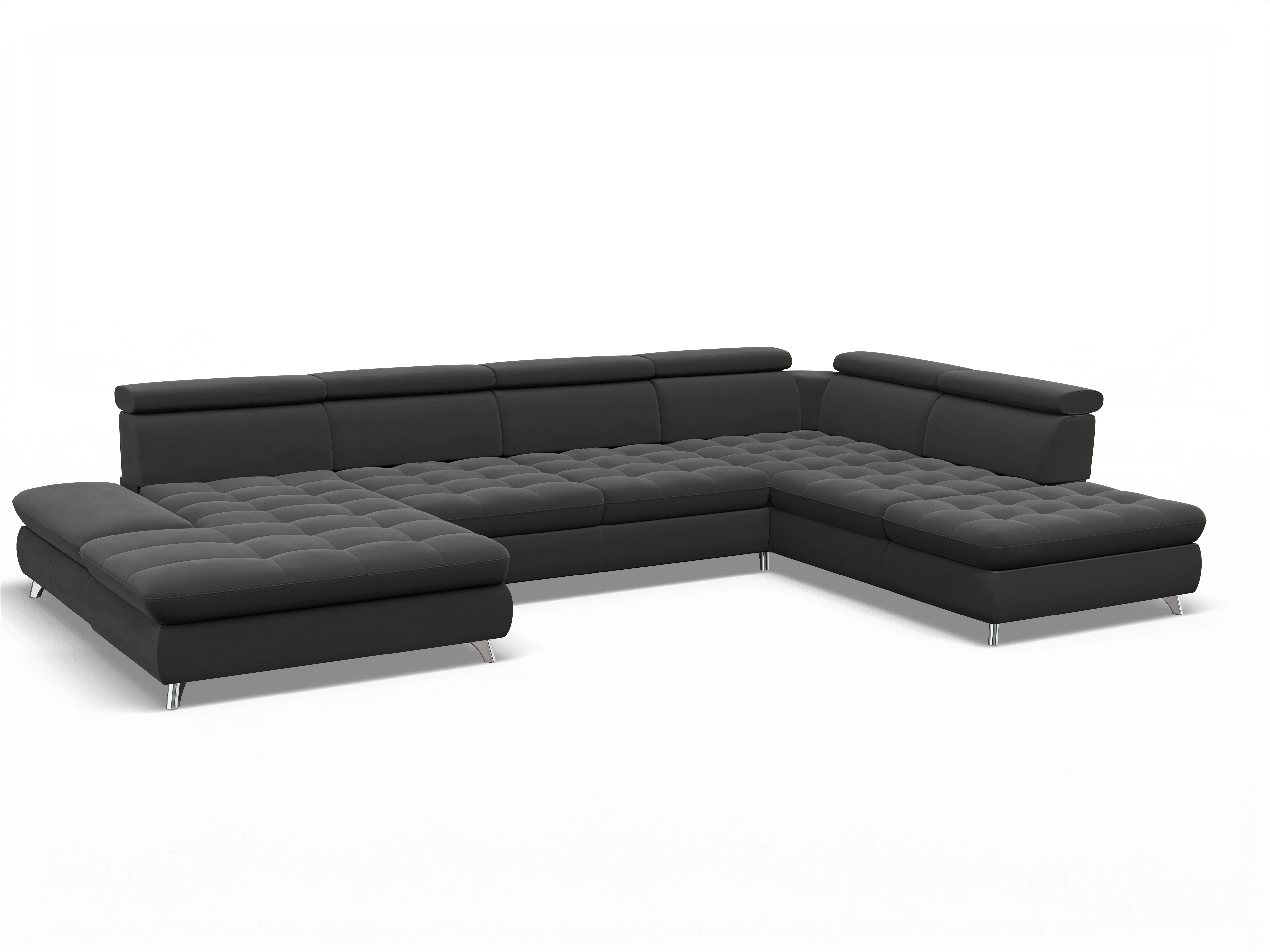 Ansicht des Produktes Memphis Stoff Wohnlandschaft offen beidseitig in Stoff Grau