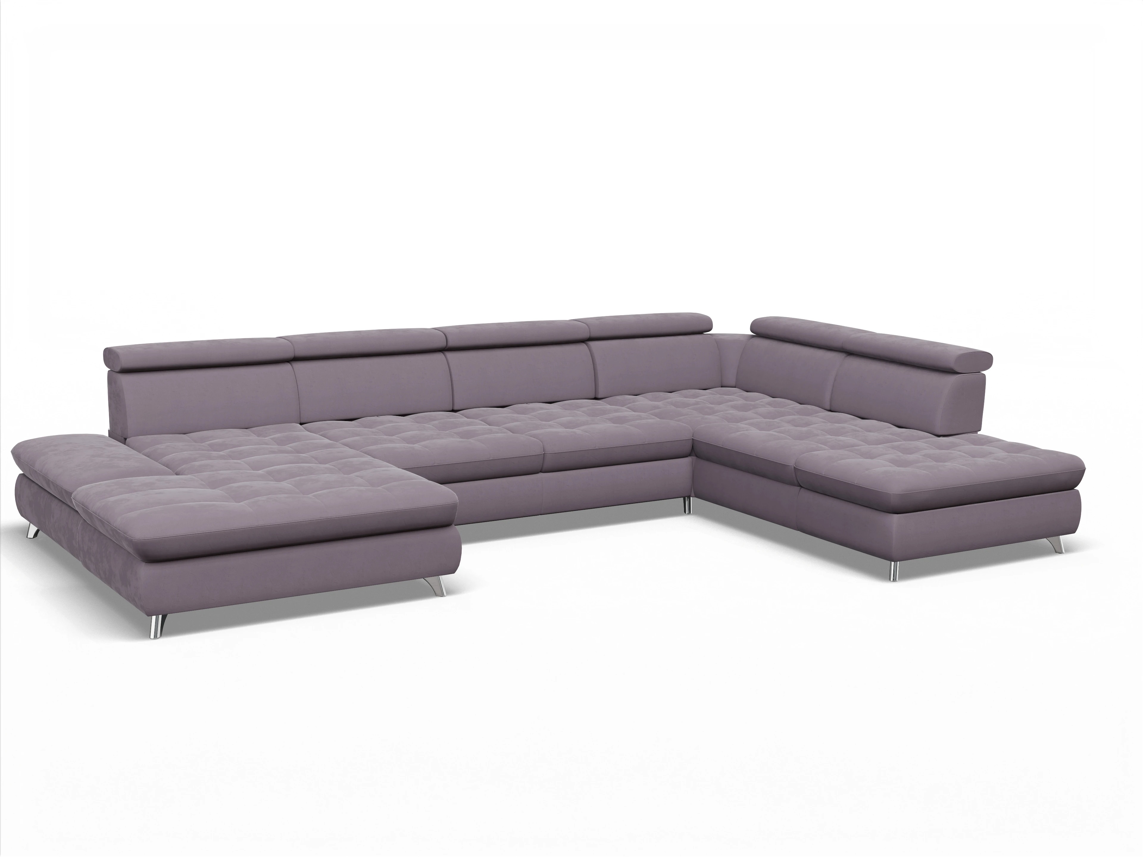 Ansicht des Produktes Memphis Stoff Wohnlandschaft offen beidseitig in Stoff Lila