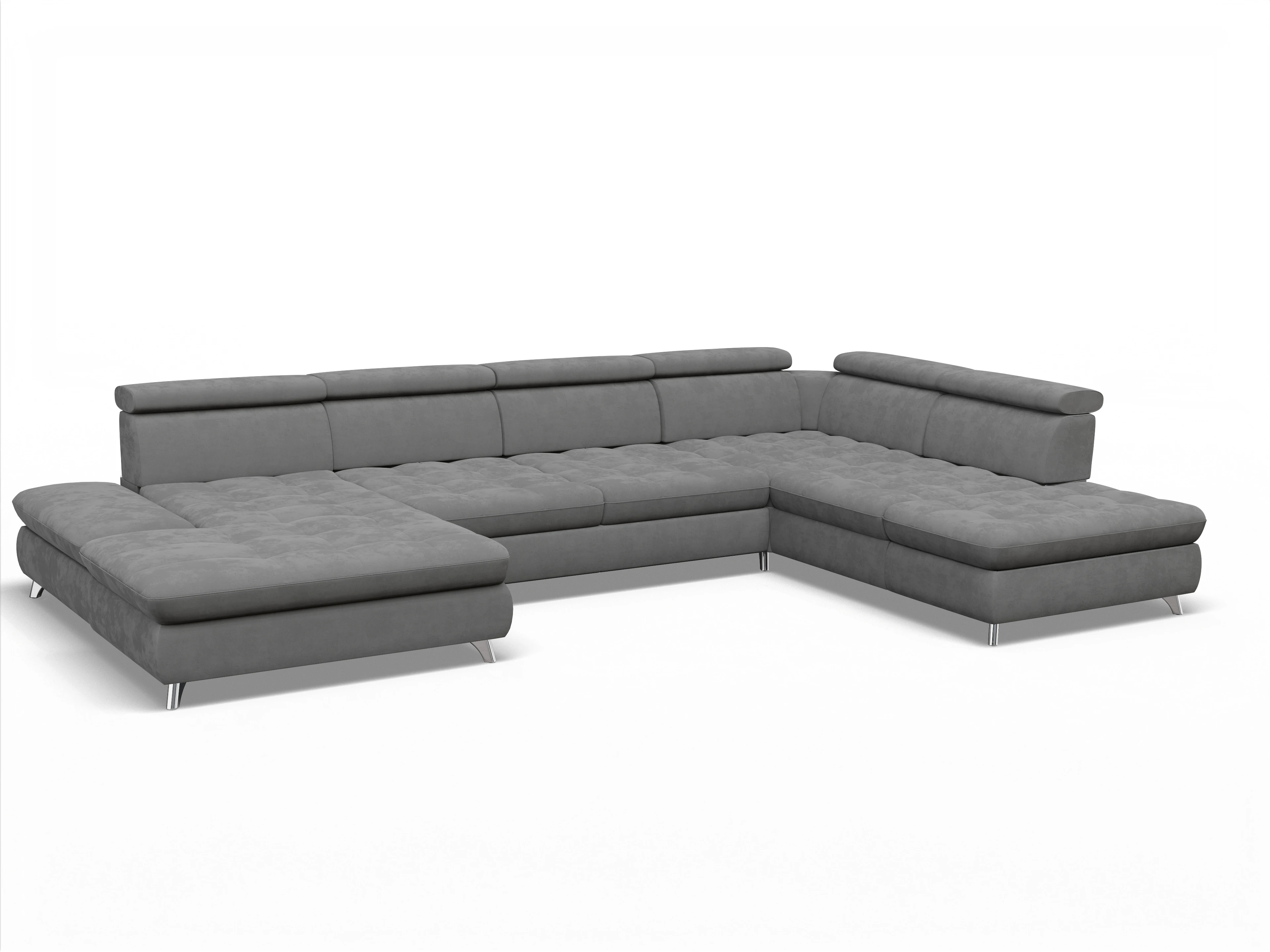 Ansicht des Produktes Memphis Stoff Wohnlandschaft offen beidseitig in Stoff Grau