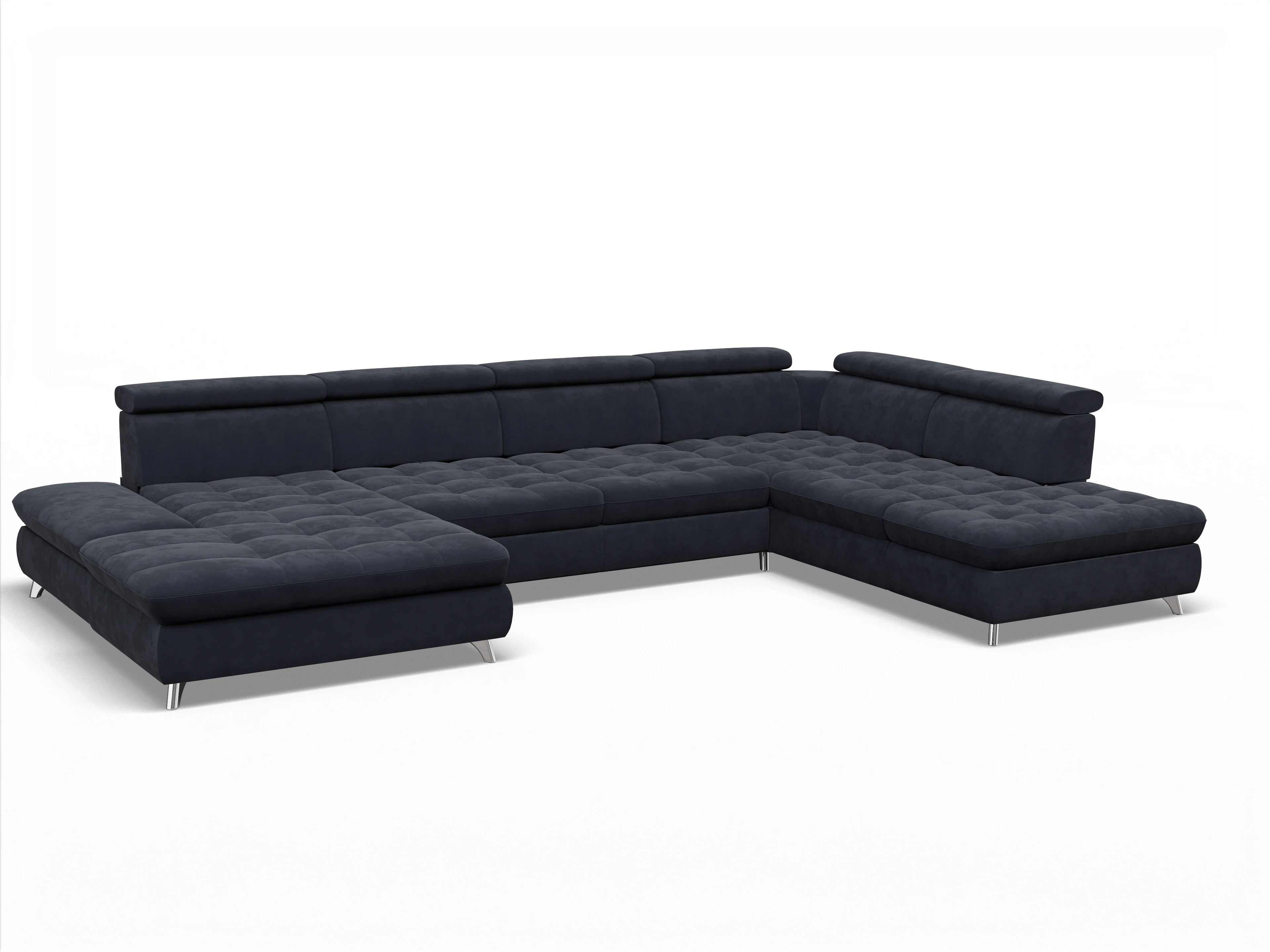 Ansicht des Produktes Memphis Stoff Wohnlandschaft offen beidseitig in Stoff Blau