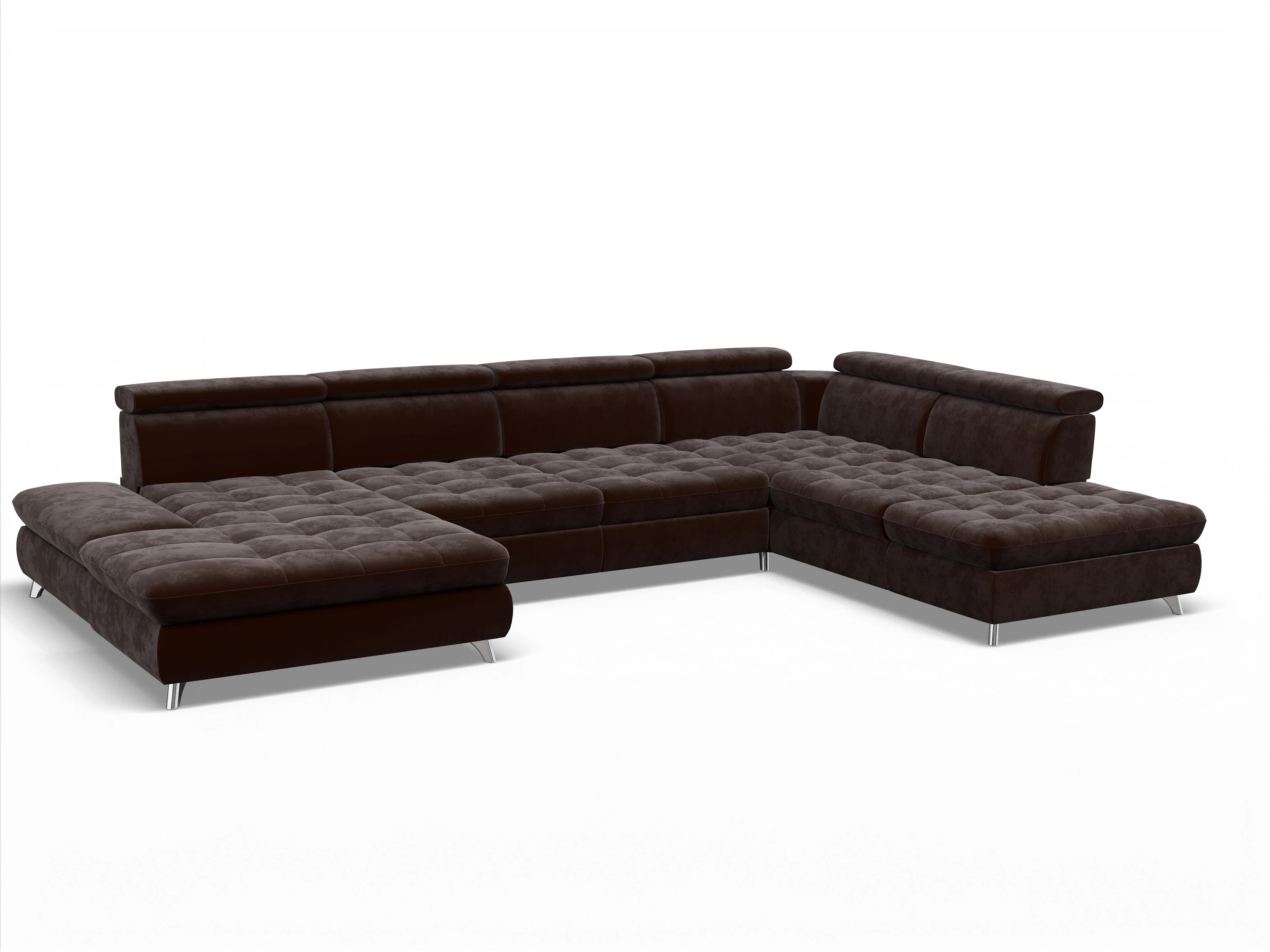 Ansicht des Produktes Memphis Stoff Wohnlandschaft offen beidseitig in Stoff Braun