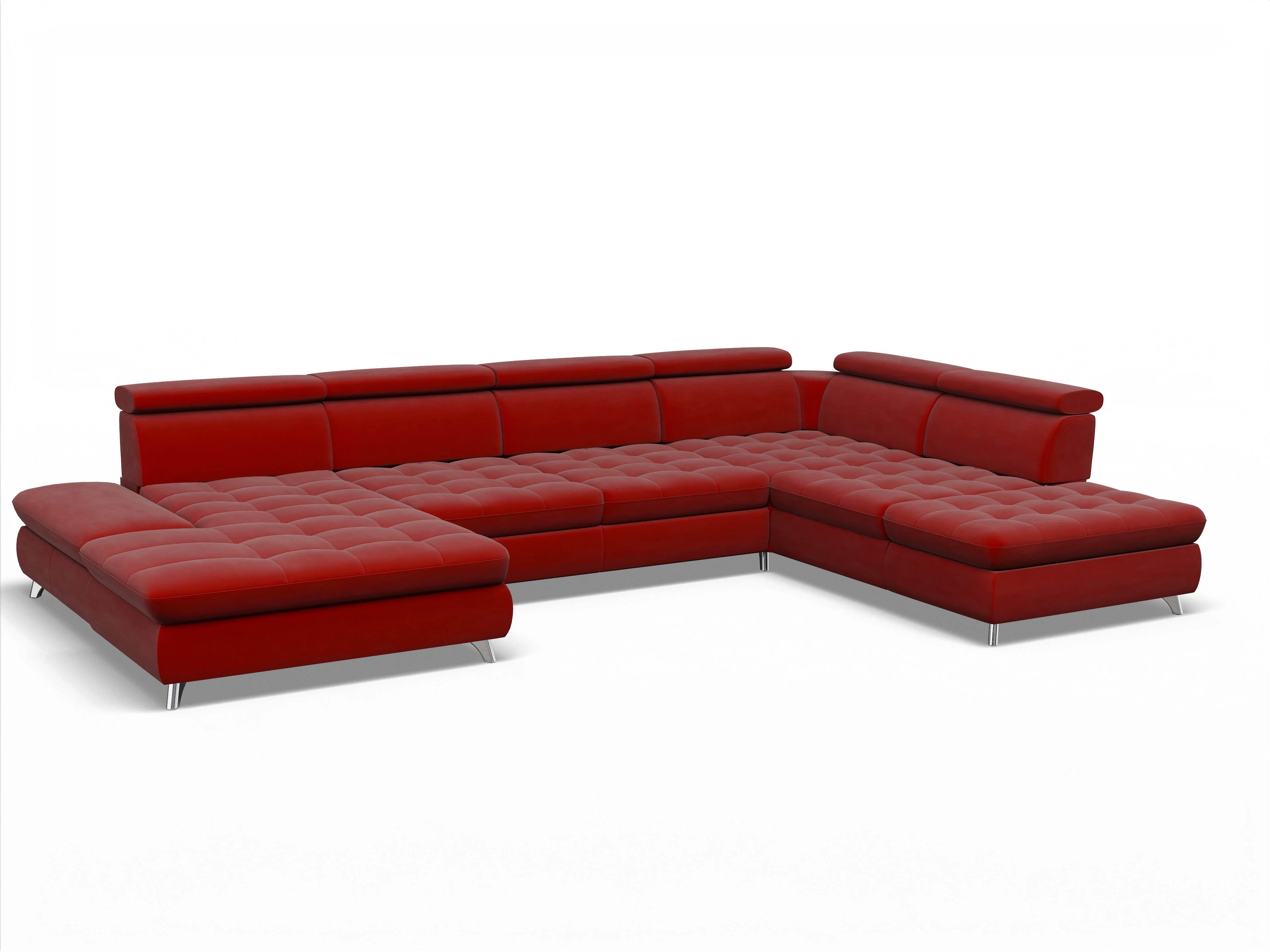 Ansicht des Produktes Memphis Stoff Wohnlandschaft offen beidseitig in Stoff Rot