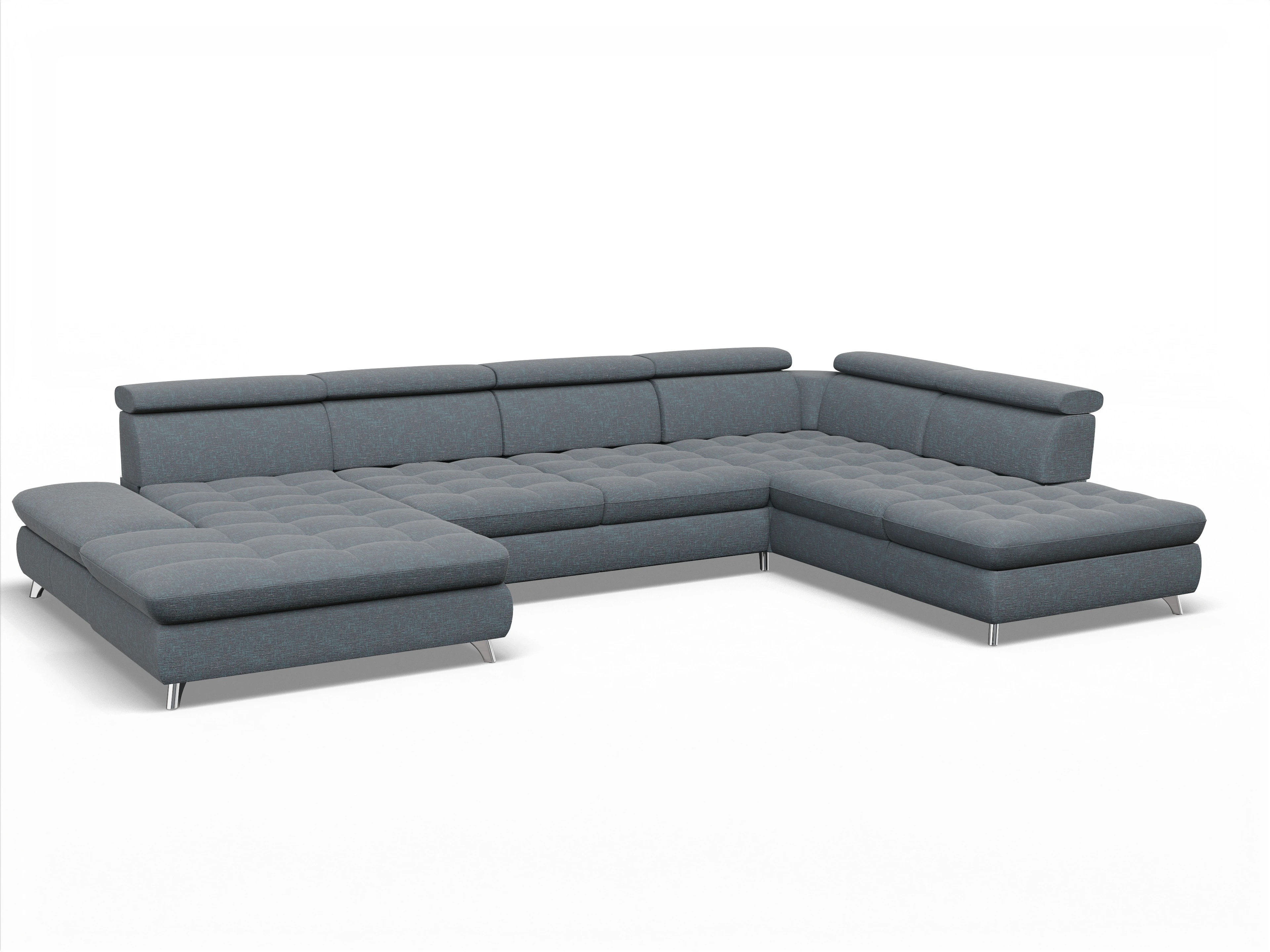 Ansicht des Produktes Memphis Stoff Wohnlandschaft offen beidseitig in Stoff Grau