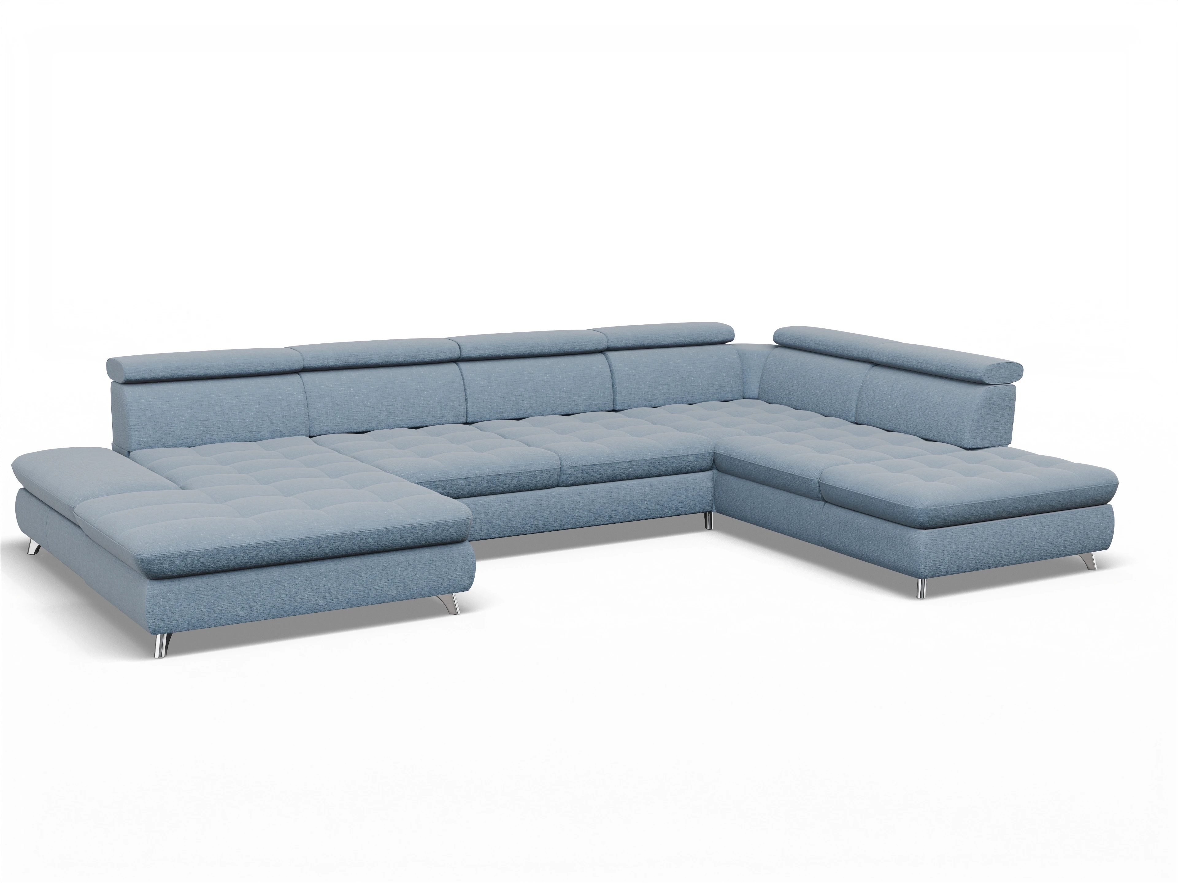 Ansicht des Produktes Memphis Stoff Wohnlandschaft offen beidseitig in Stoff Blau