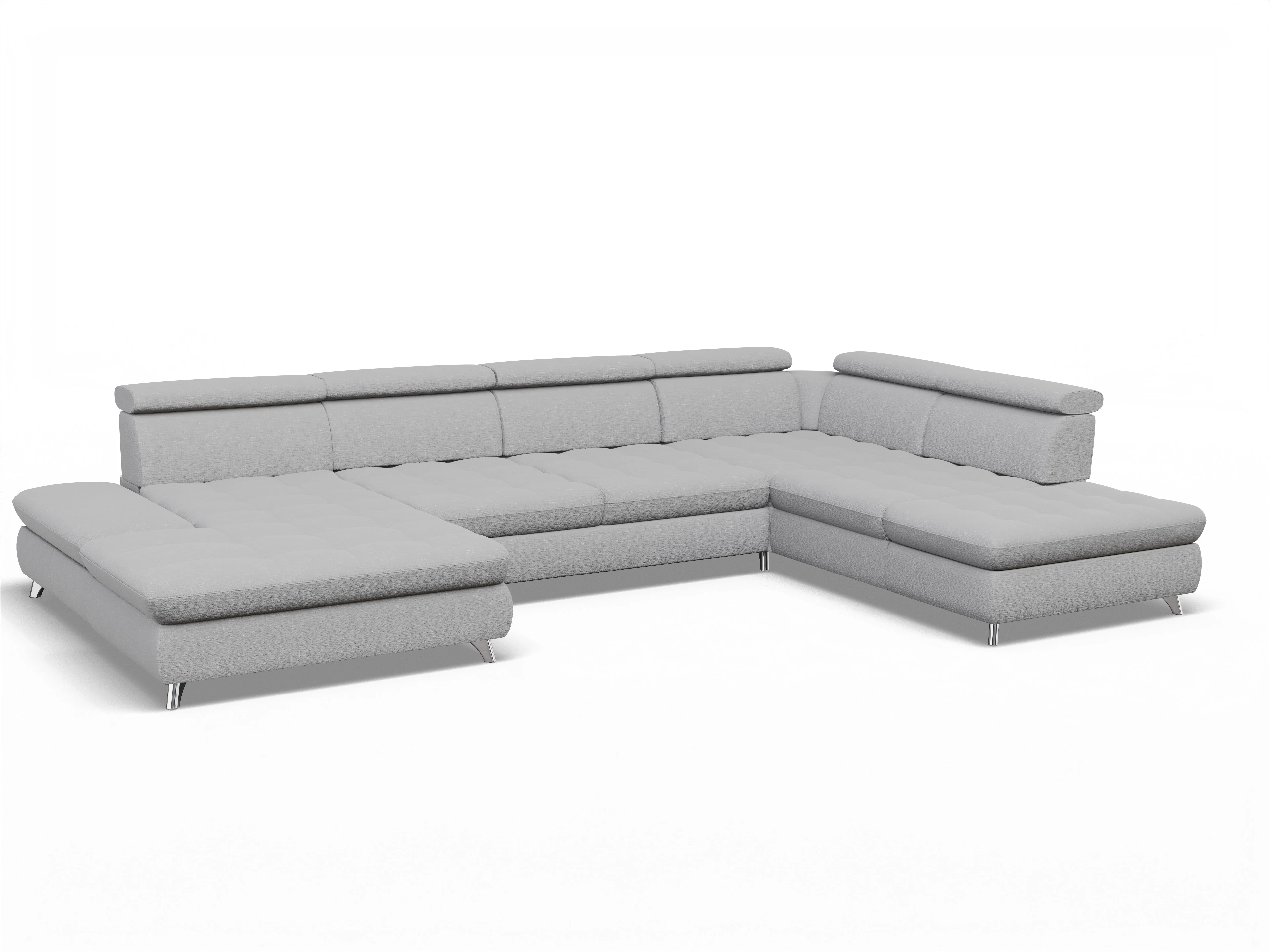 Ansicht des Produktes Memphis Stoff Wohnlandschaft offen beidseitig in Stoff Grau