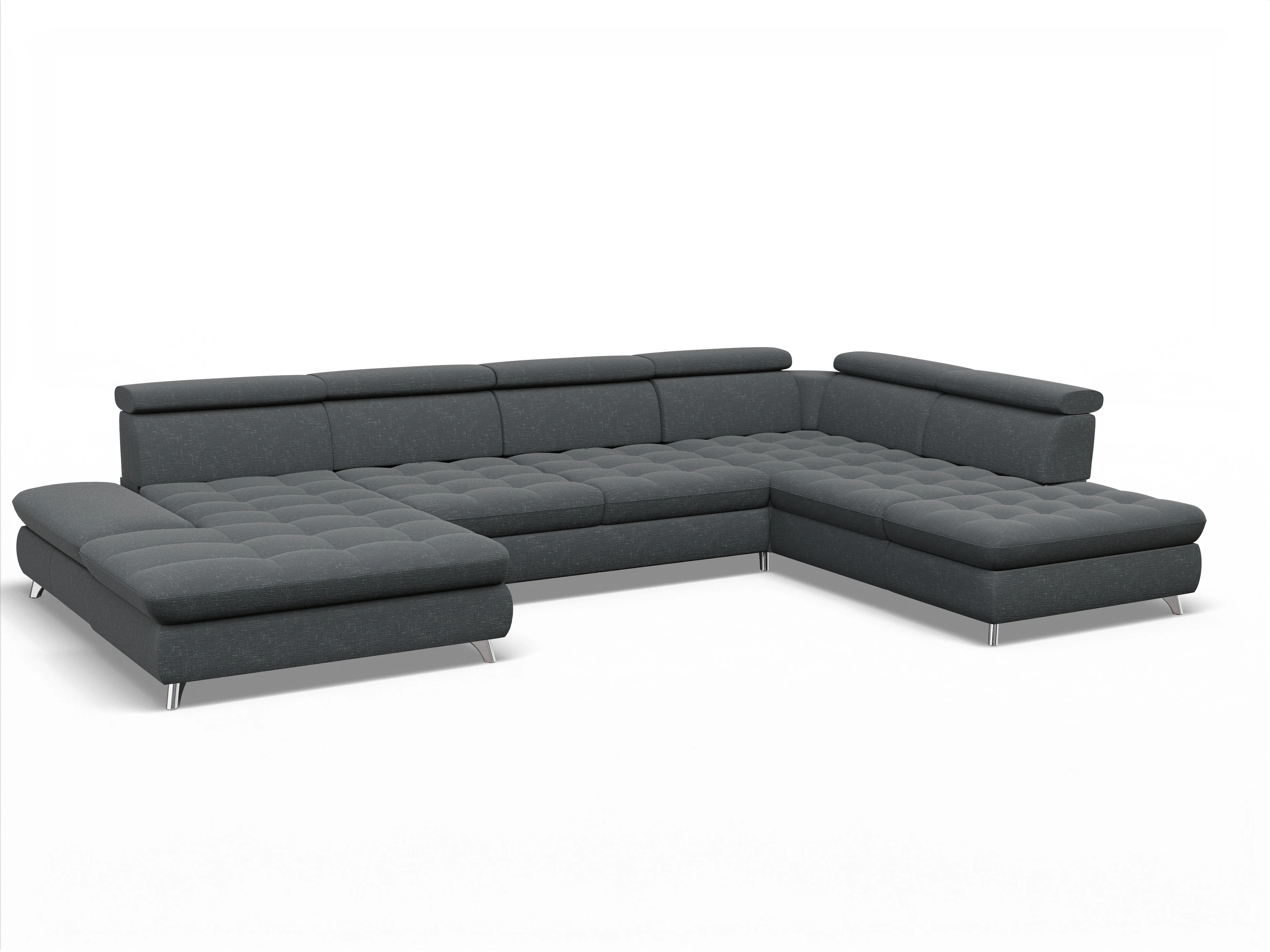 Ansicht des Produktes Memphis Stoff Wohnlandschaft offen beidseitig in Stoff Grau