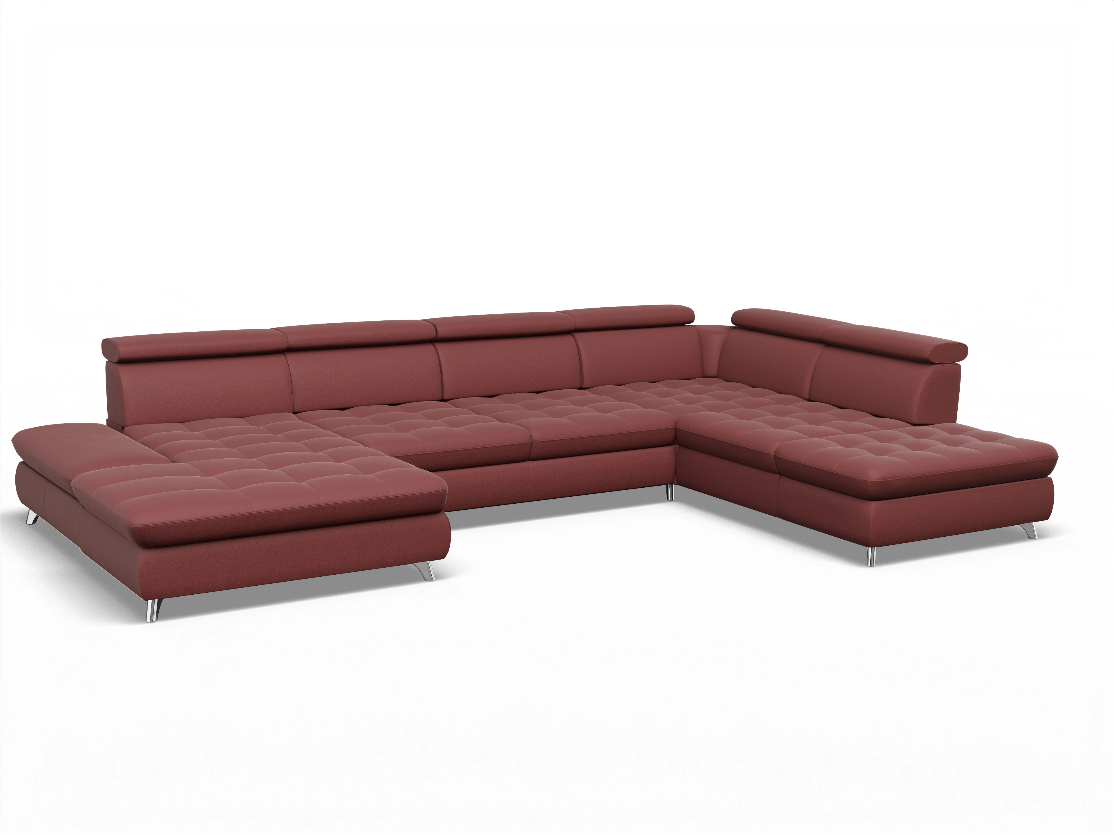 Ansicht des Produktes Memphis Stoff Wohnlandschaft offen beidseitig in Leder Rot