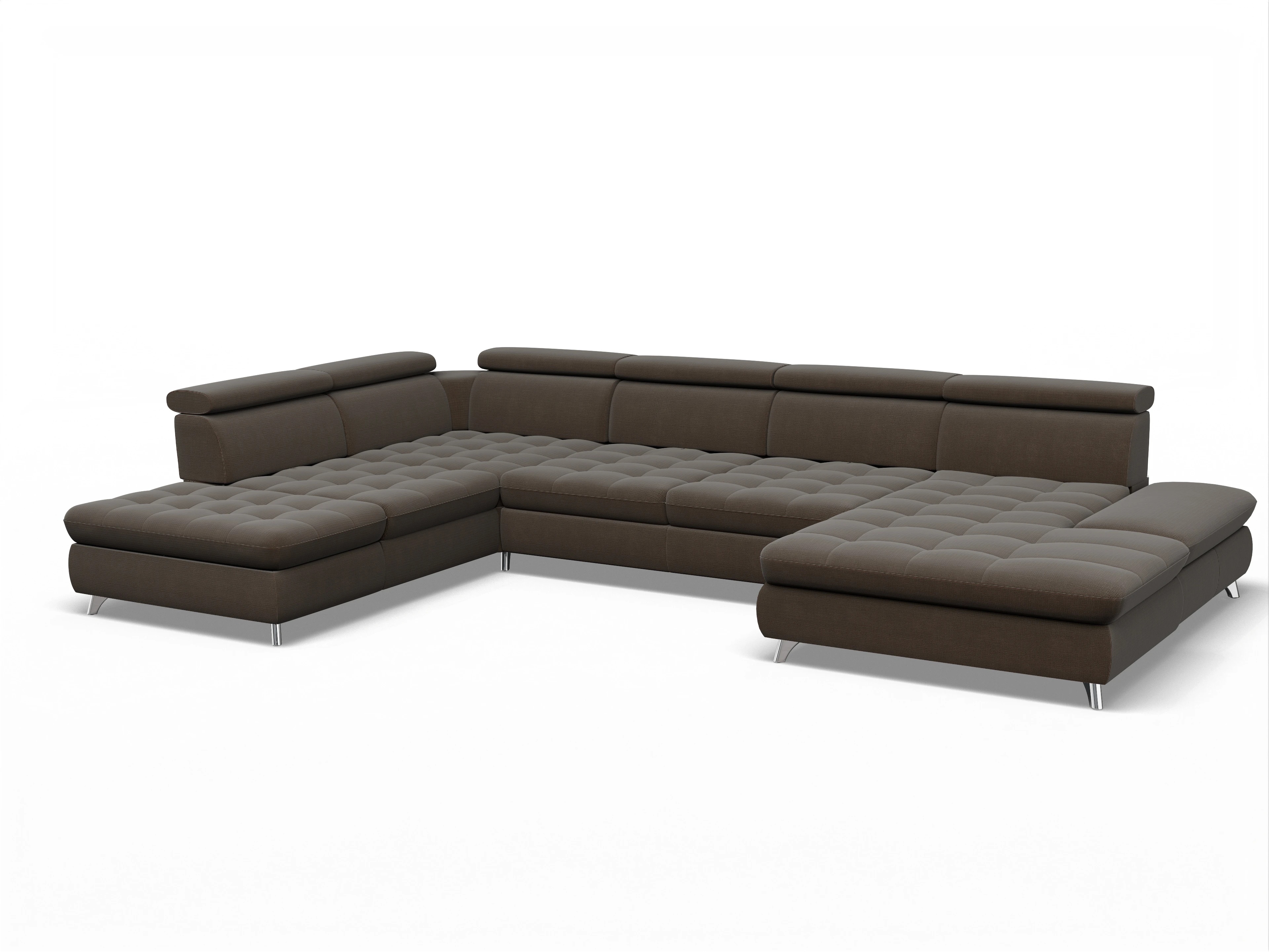 Ansicht des Produktes Memphis Stoff Wohnlandschaft offen beidseitig in Stoff Braun