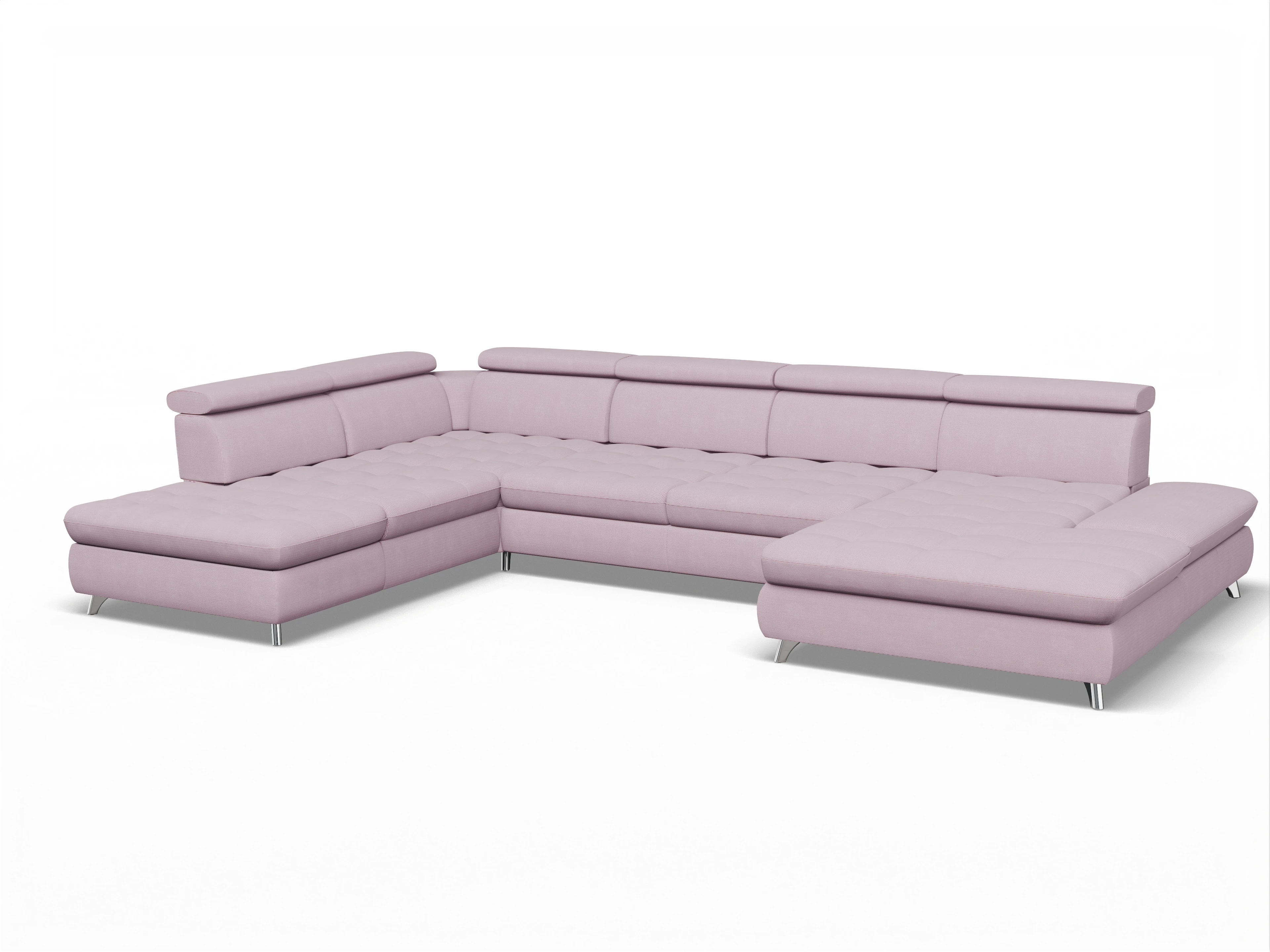 Ansicht des Produktes Memphis Stoff Wohnlandschaft offen beidseitig in Stoff Rosa