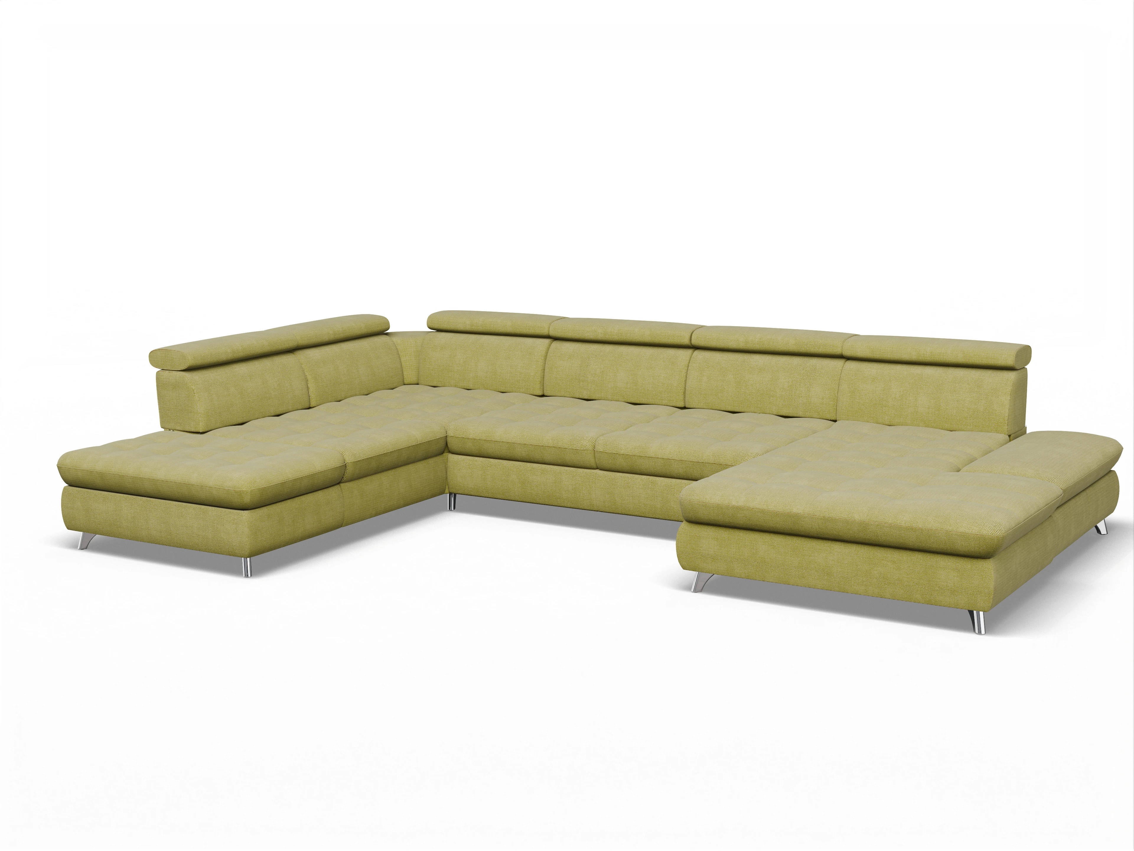 Ansicht des Produktes Memphis Stoff Wohnlandschaft offen beidseitig in Stoff Grün