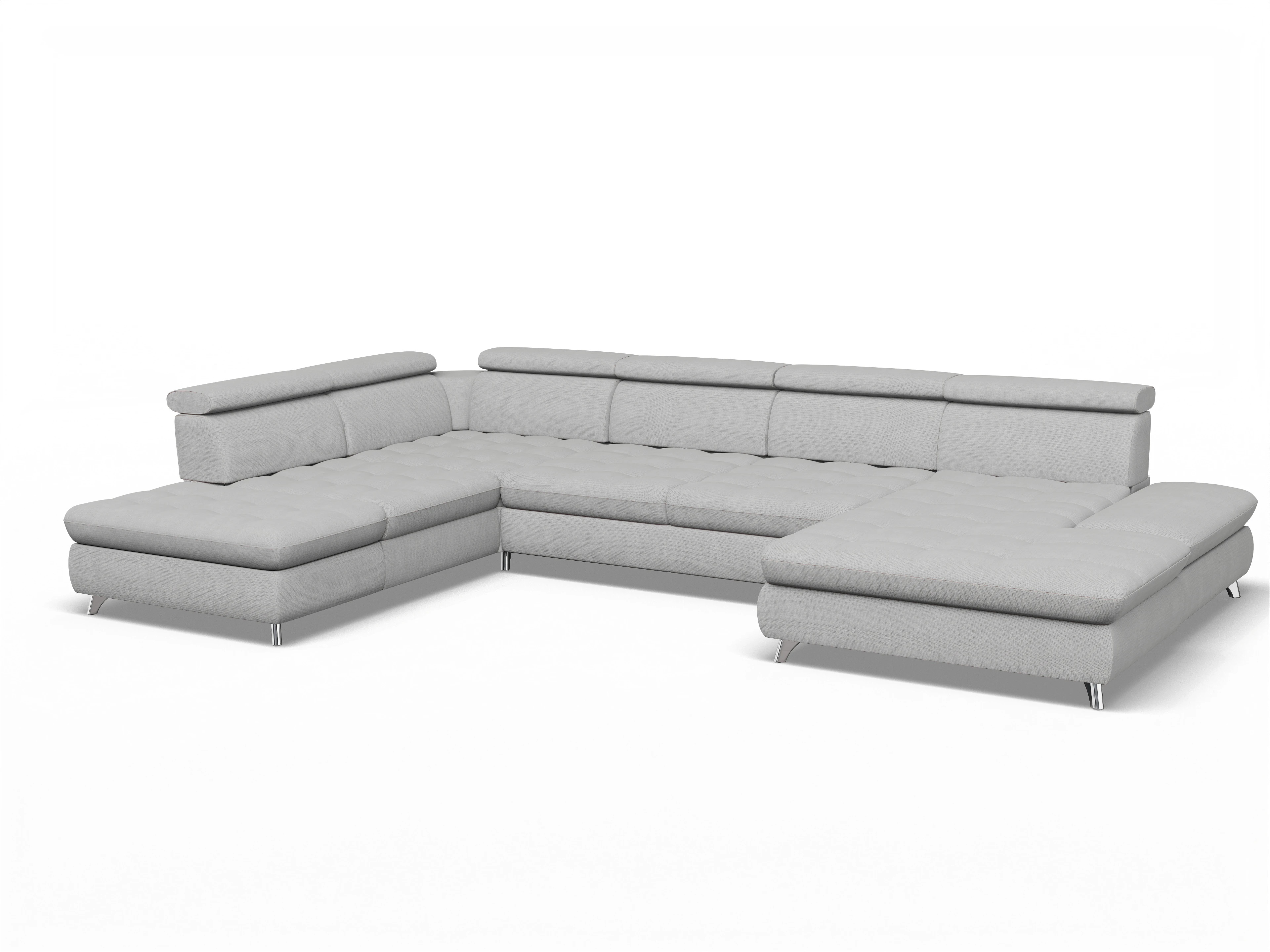 Ansicht des Produktes Memphis Stoff Wohnlandschaft offen beidseitig in Stoff Grau