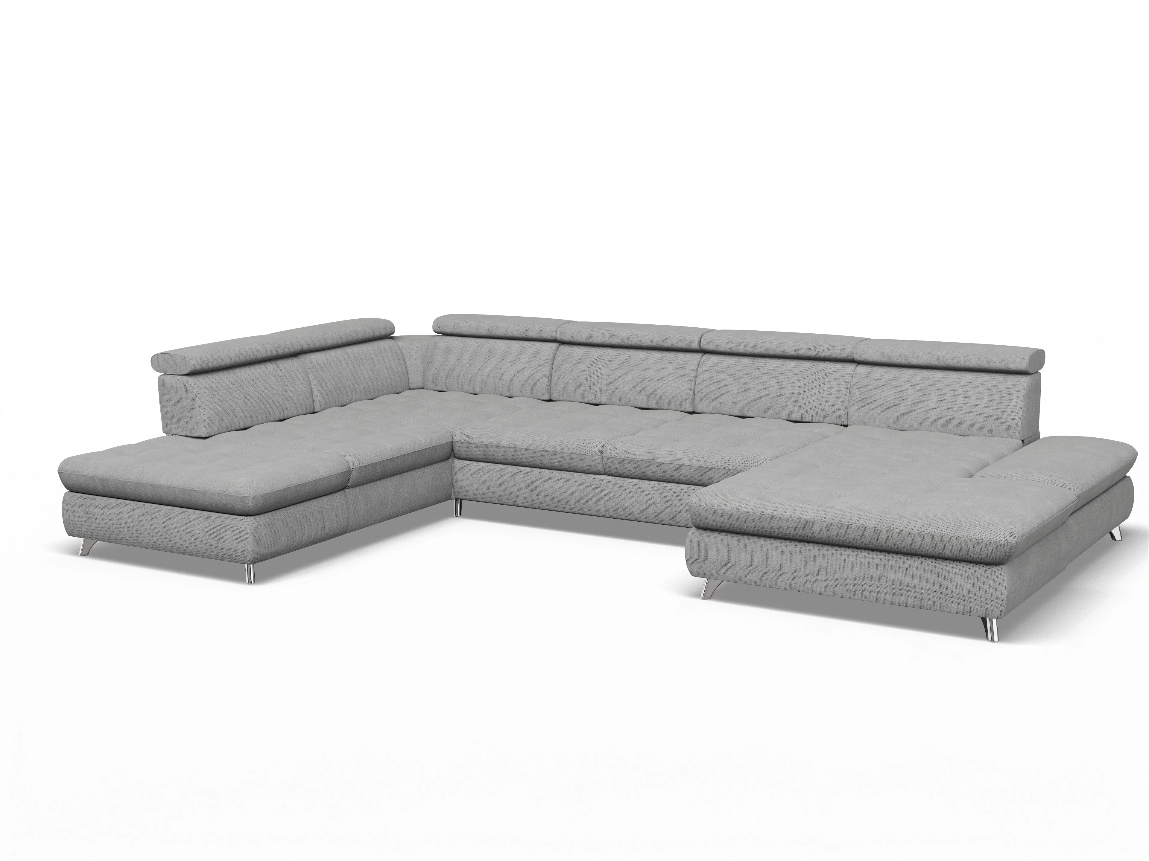 Ansicht des Produktes Memphis Stoff Wohnlandschaft offen beidseitig in Stoff Grau