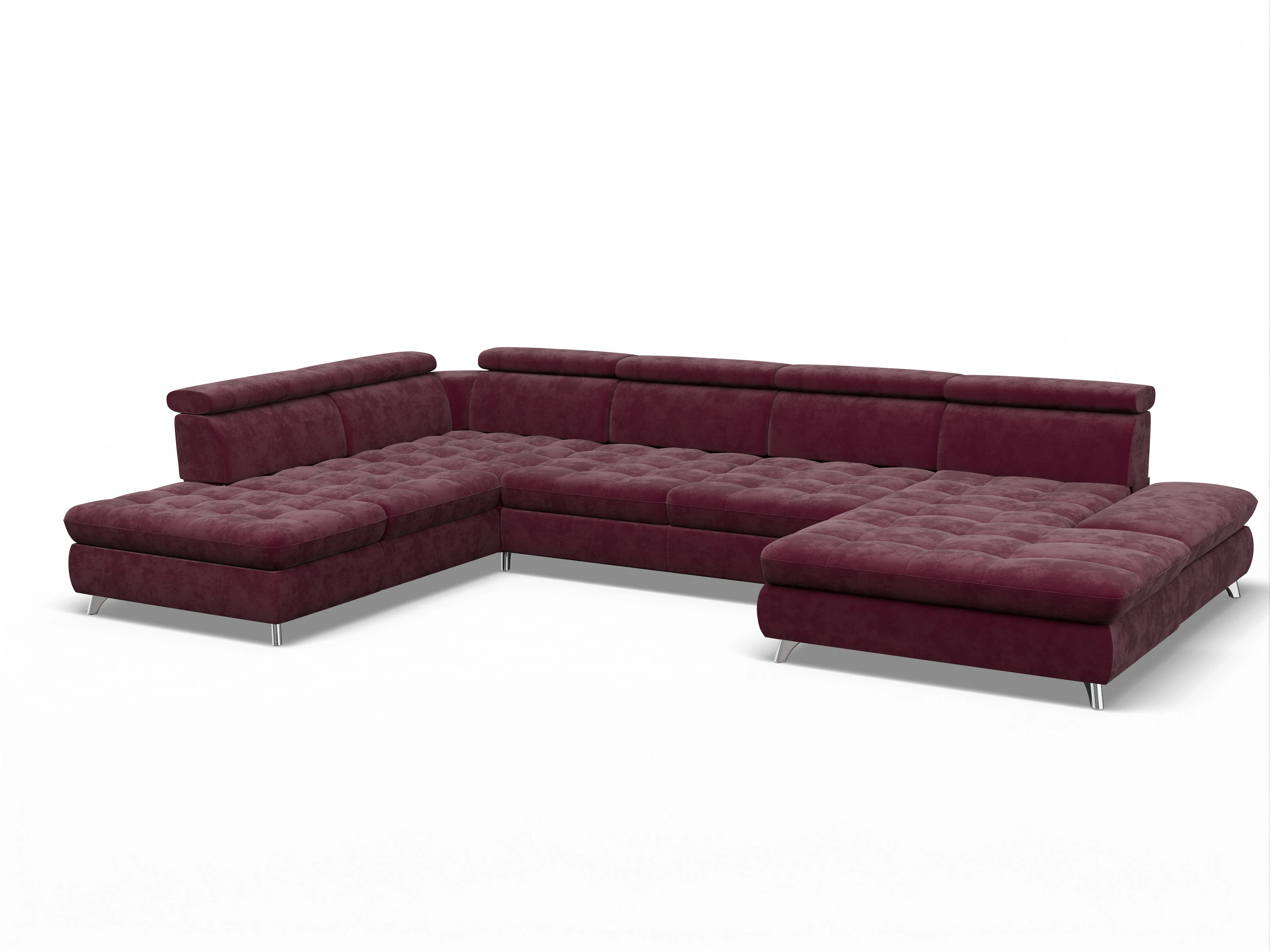 Ansicht des Produktes Memphis Stoff Wohnlandschaft offen beidseitig in Stoff Rot