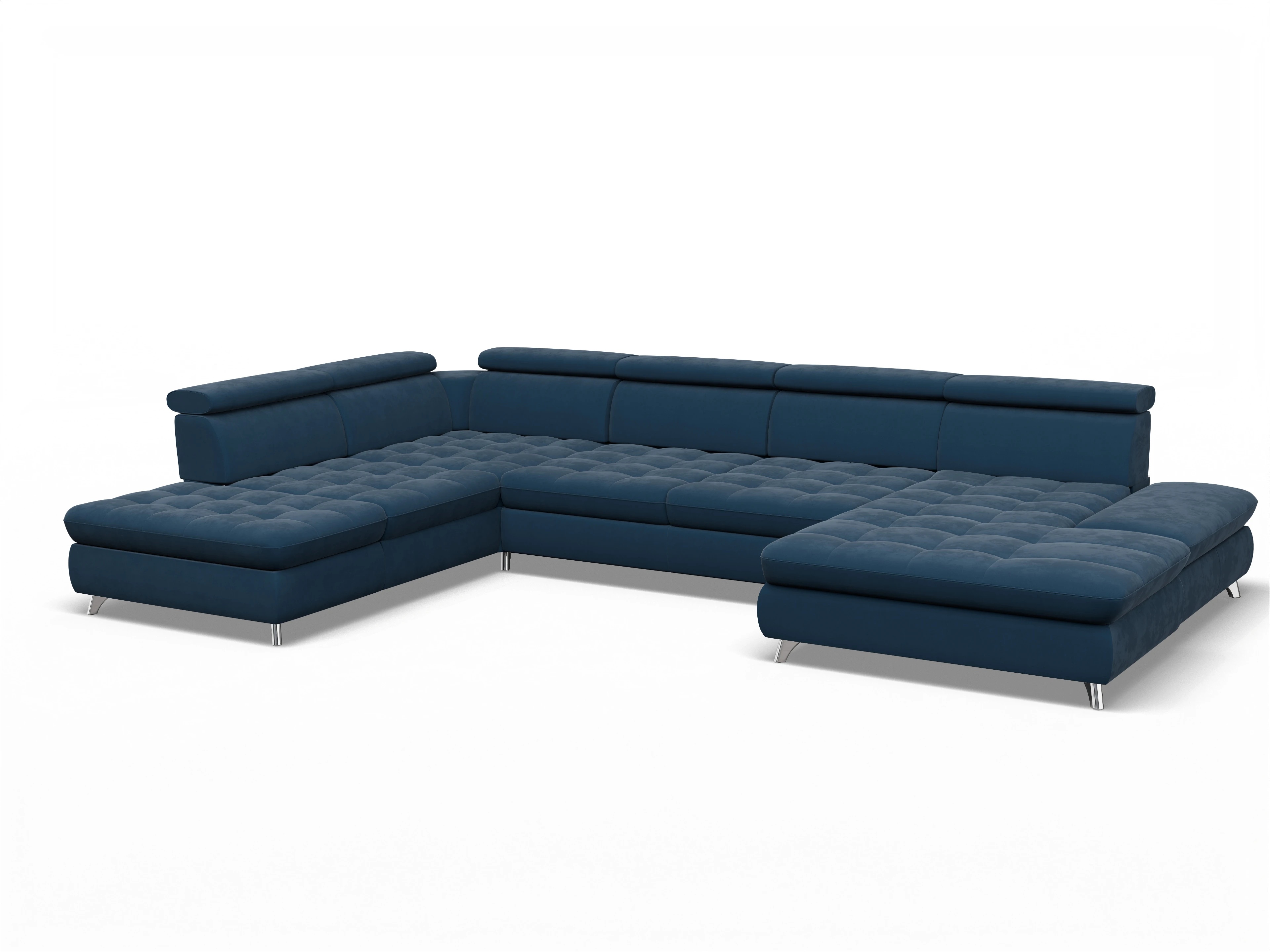 Ansicht des Produktes Memphis Stoff Wohnlandschaft offen beidseitig in Stoff Blau