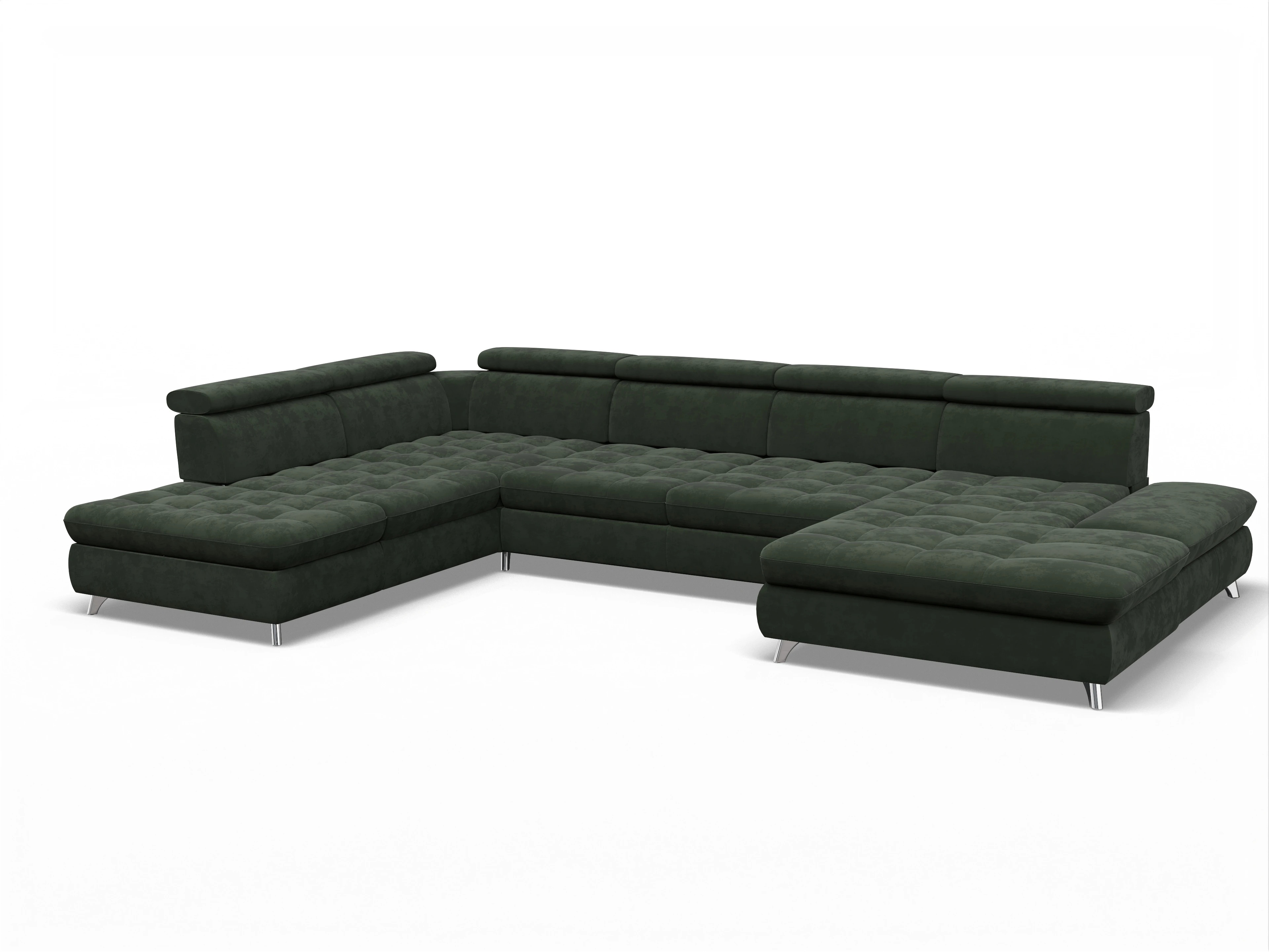 Ansicht des Produktes Memphis Stoff Wohnlandschaft offen beidseitig in Stoff Grün