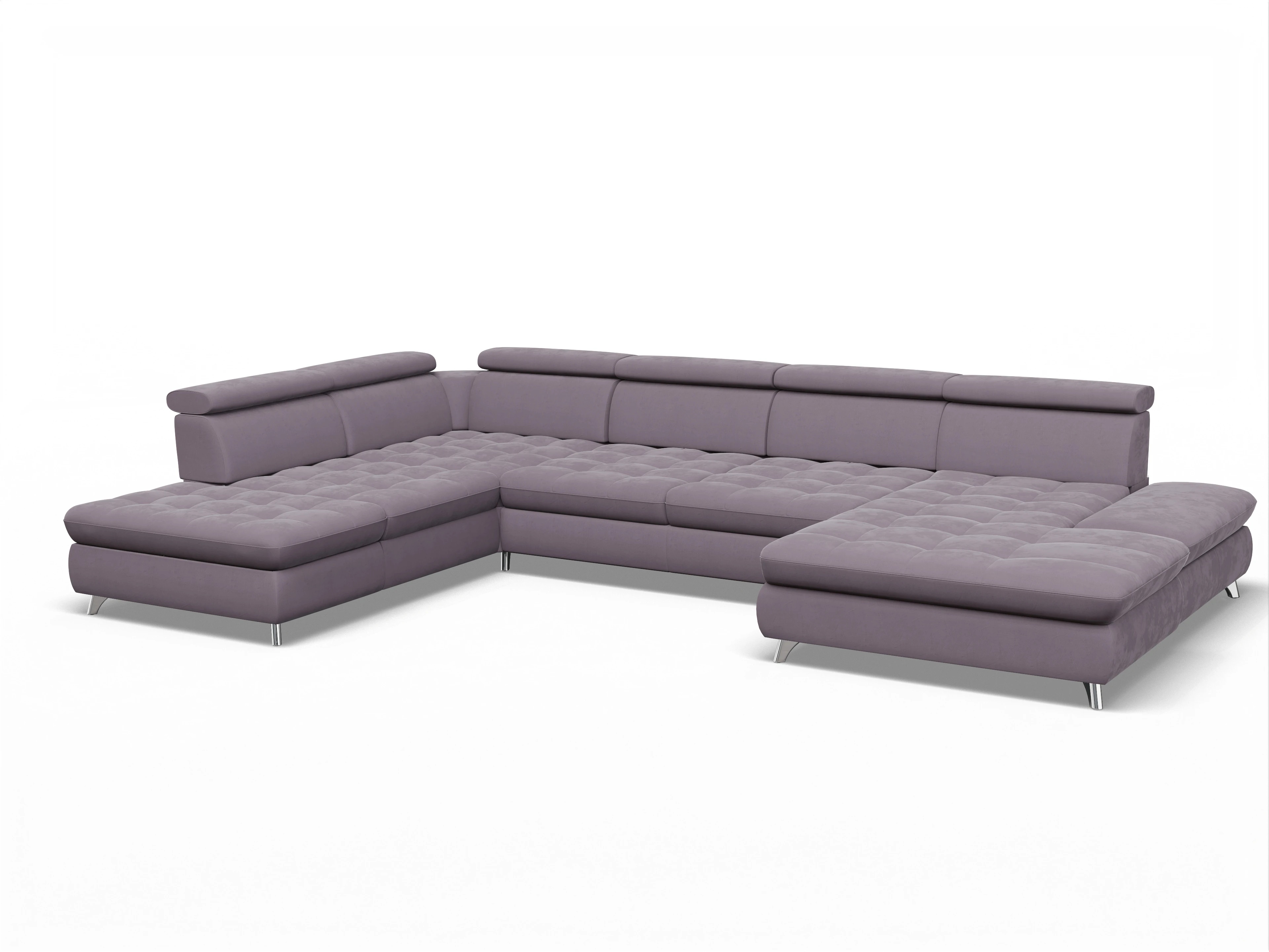 Ansicht des Produktes Memphis Stoff Wohnlandschaft offen beidseitig in Stoff Lila