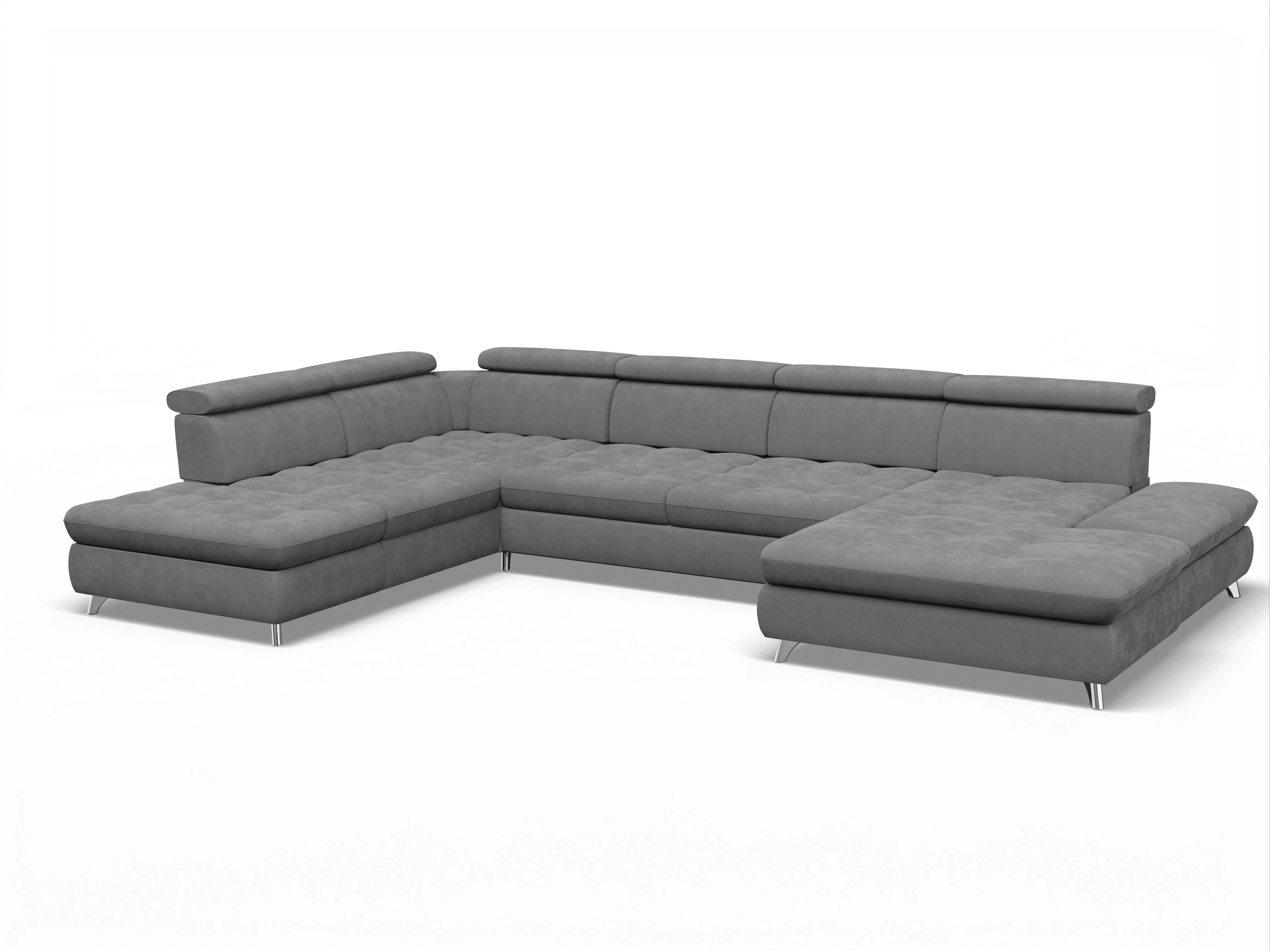 Ansicht des Produktes Memphis Stoff Wohnlandschaft offen beidseitig in Stoff Grau