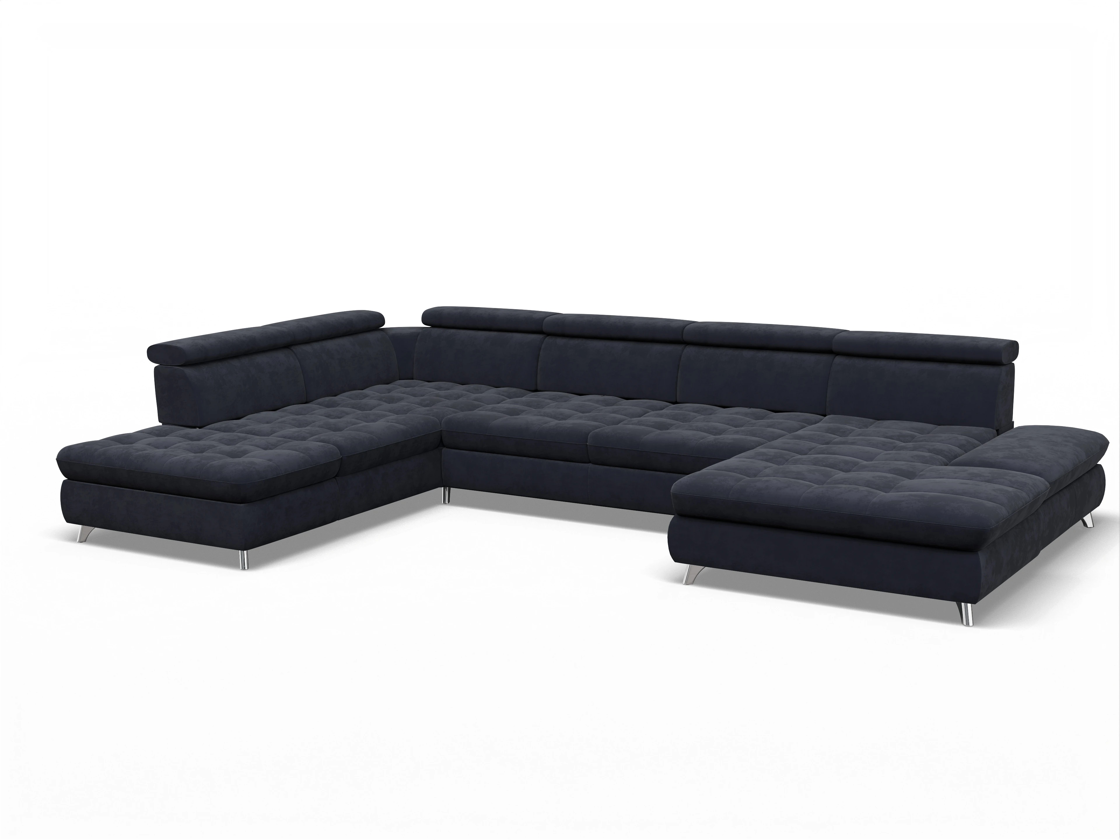 Ansicht des Produktes Memphis Stoff Wohnlandschaft offen beidseitig in Stoff Blau