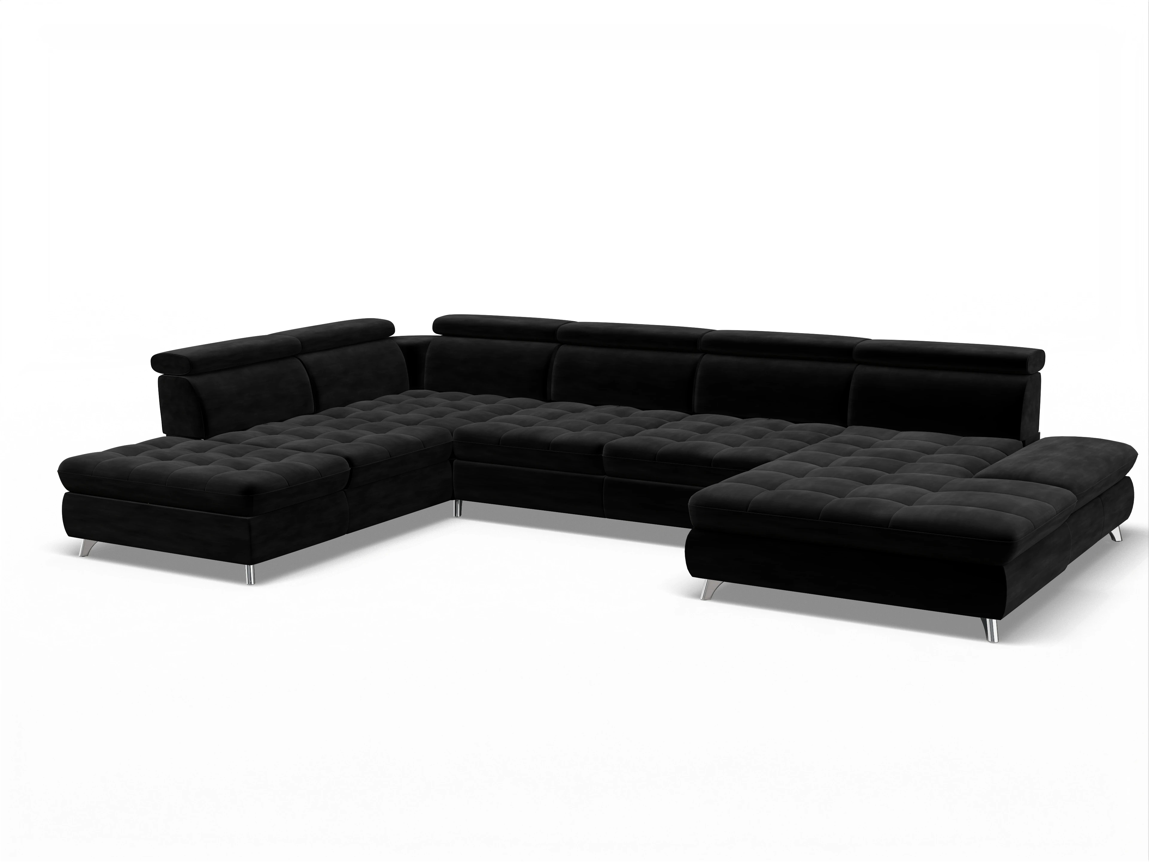 Ansicht des Produktes Memphis Stoff Wohnlandschaft offen beidseitig in Stoff Schwarz