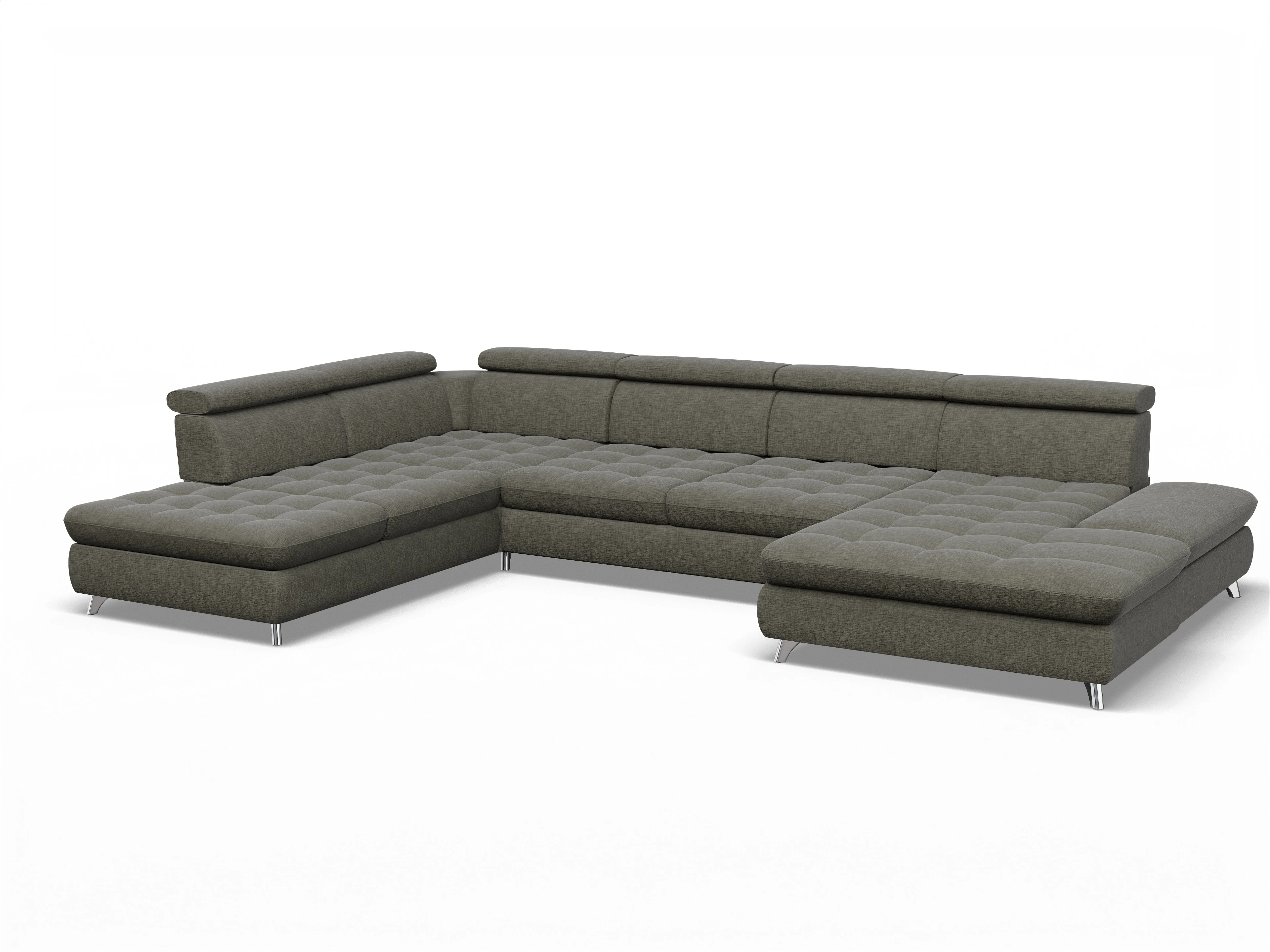 Ansicht des Produktes Memphis Stoff Wohnlandschaft offen beidseitig in Stoff Braun
