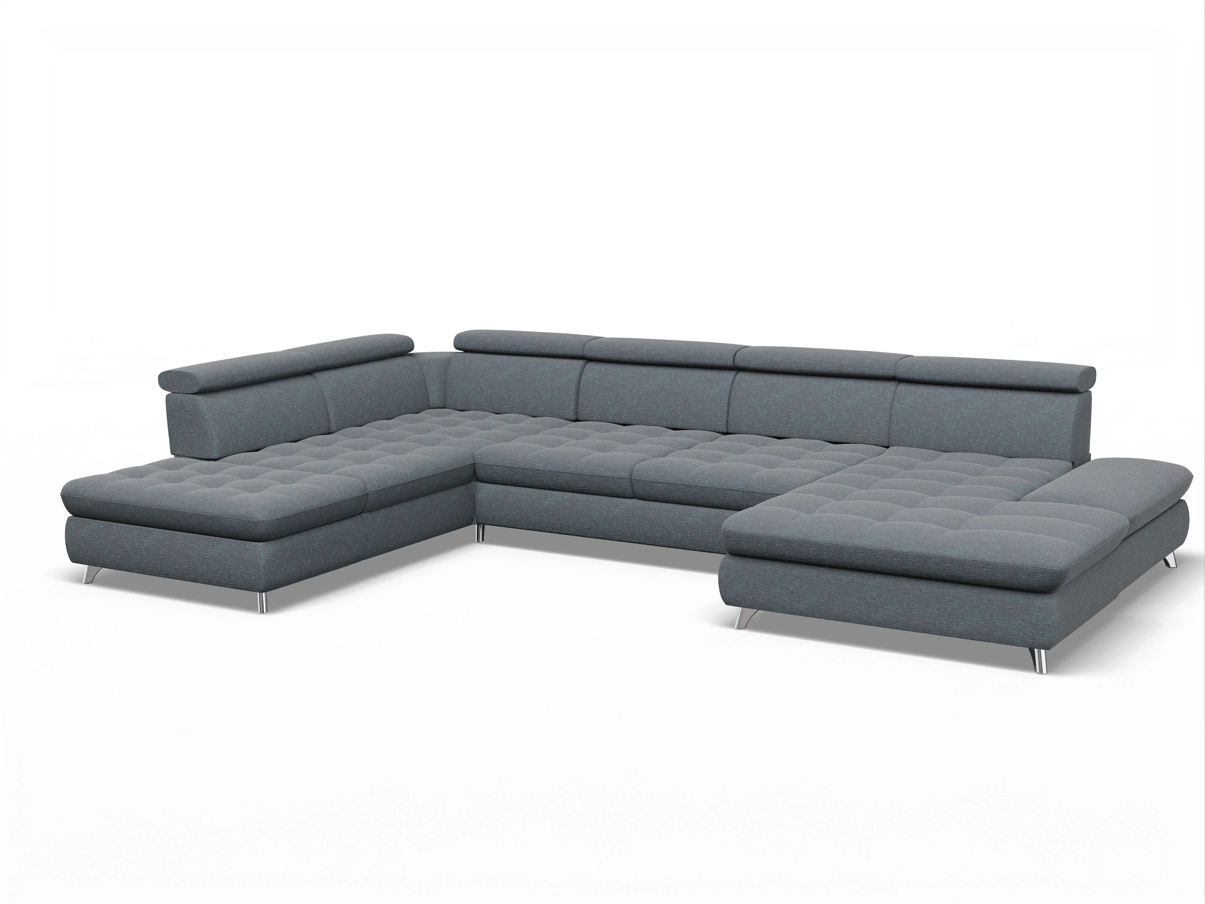 Ansicht des Produktes Memphis Stoff Wohnlandschaft offen beidseitig in Stoff Grau