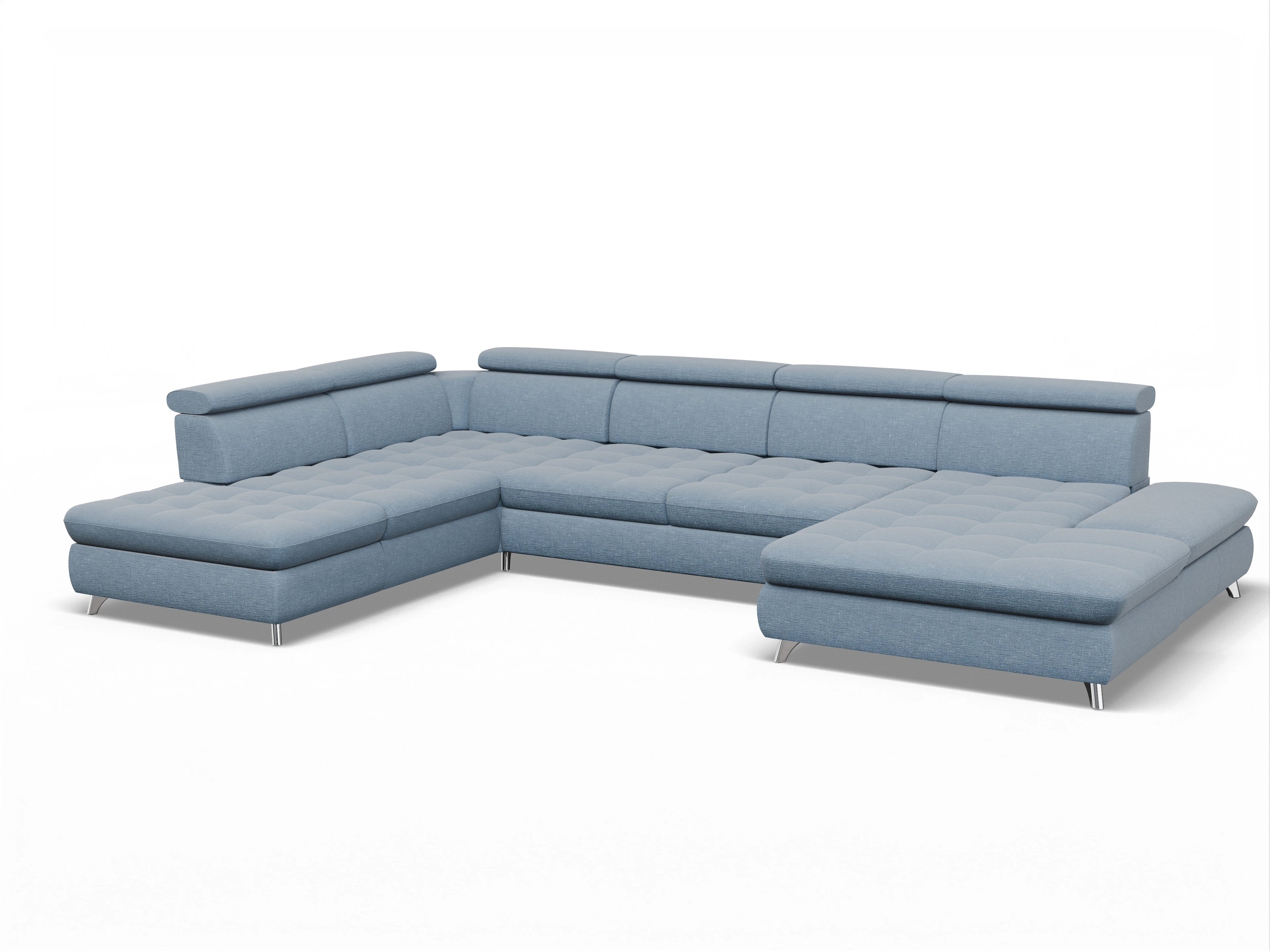 Ansicht des Produktes Memphis Stoff Wohnlandschaft offen beidseitig in Stoff Blau