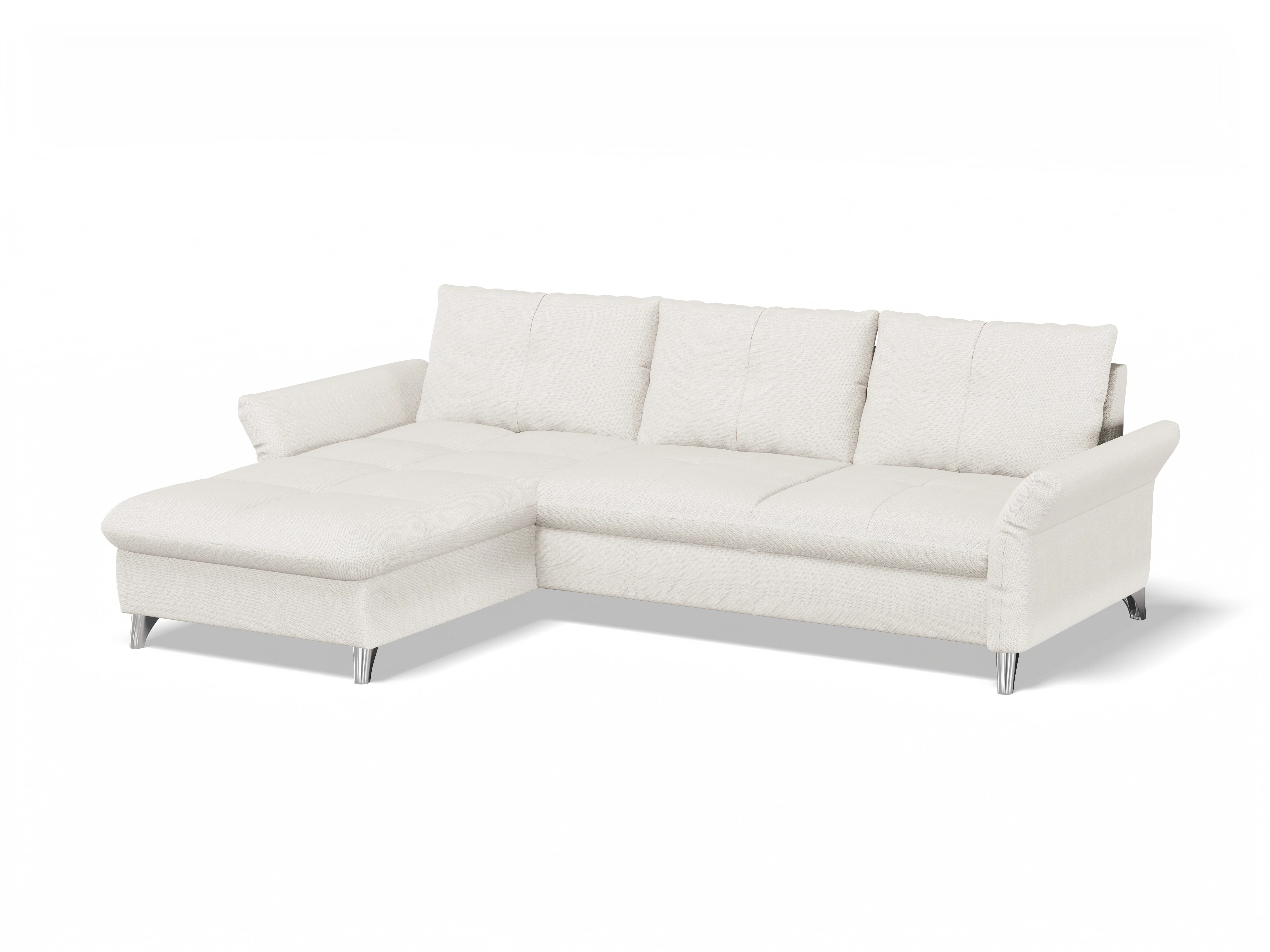 Ansicht des Produktes Georgia Ecksofa links Abschluss offen in Stoff Beige