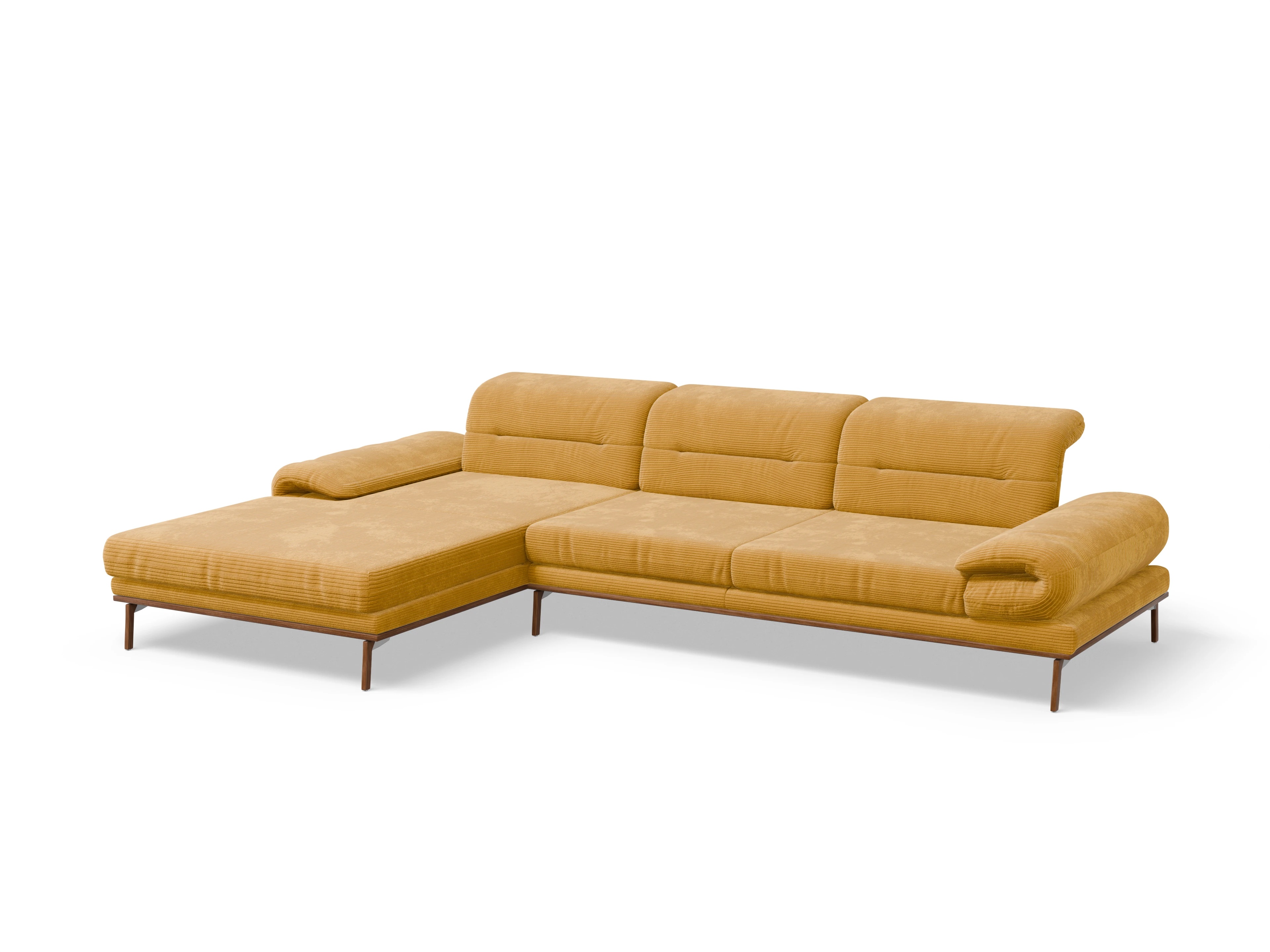 San Marino Lo Large L Ansicht des Produktes San Marino Ecksofa links Abschluss offen in Stoff Gelb