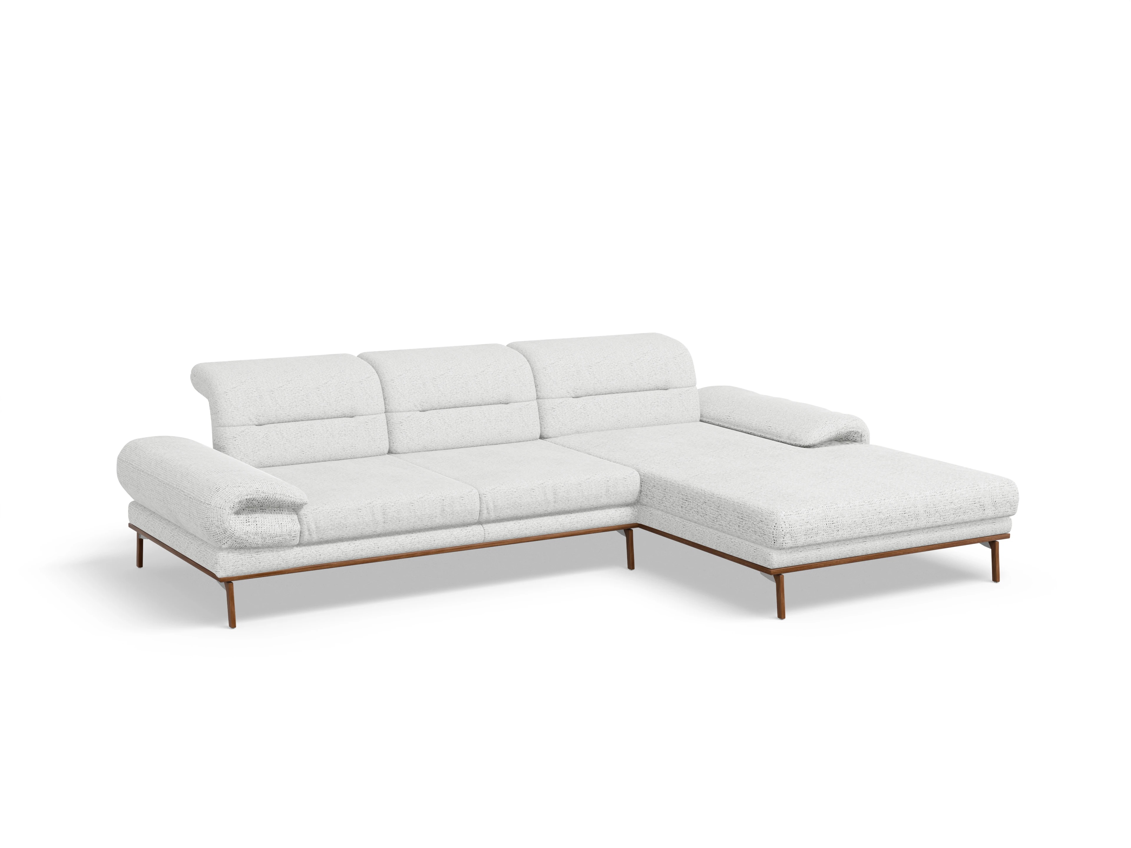 Ansicht des Produktes San Marino Ecksofa rechts Abschluss offen in Stoff Grau