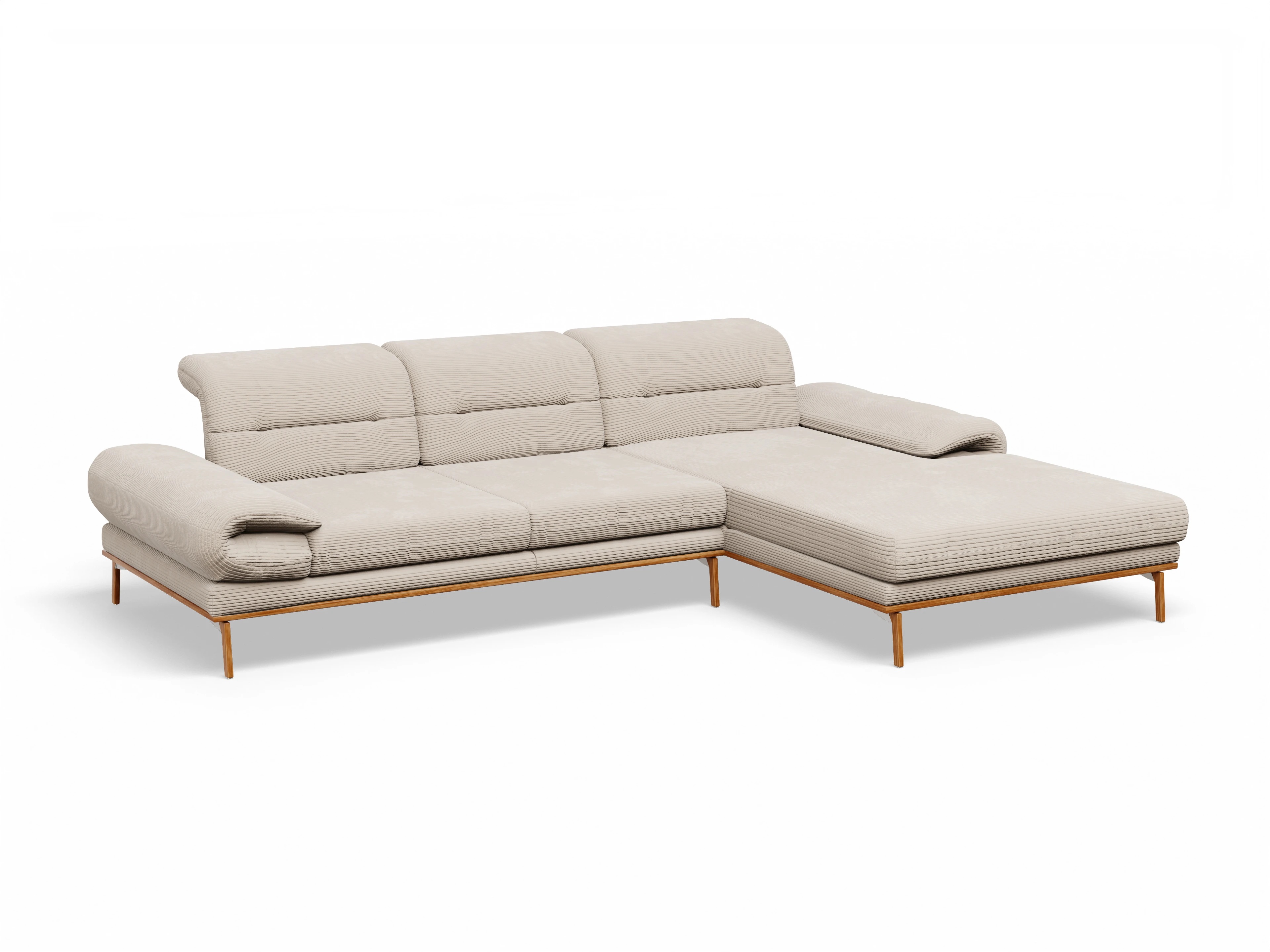 Ansicht des Produktes San Marino Ecksofa rechts Abschluss offen in Stoff Beige