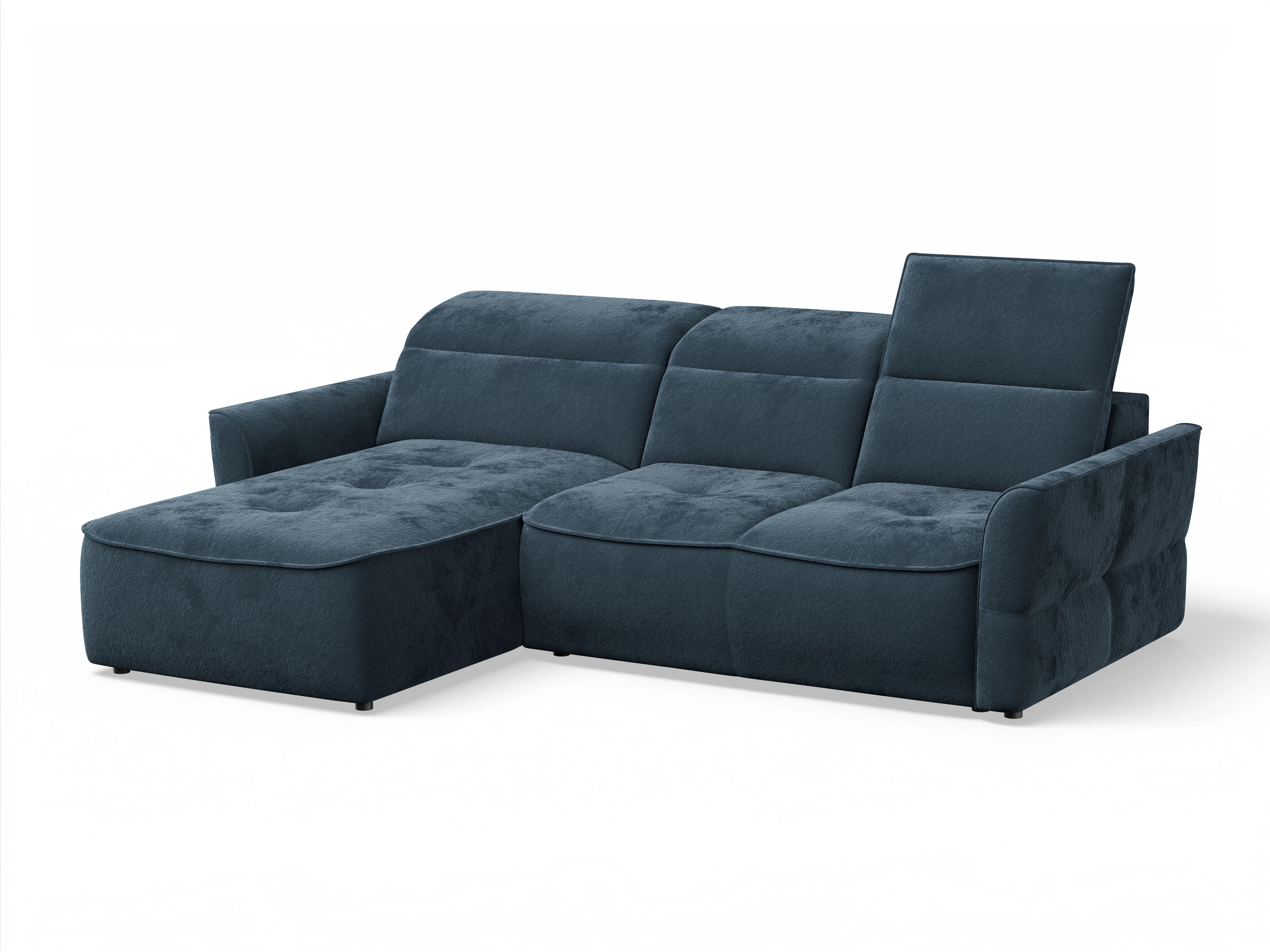 Ansicht des Produktes Toledo Ecksofa links Abschluss offen in Stoff Blau