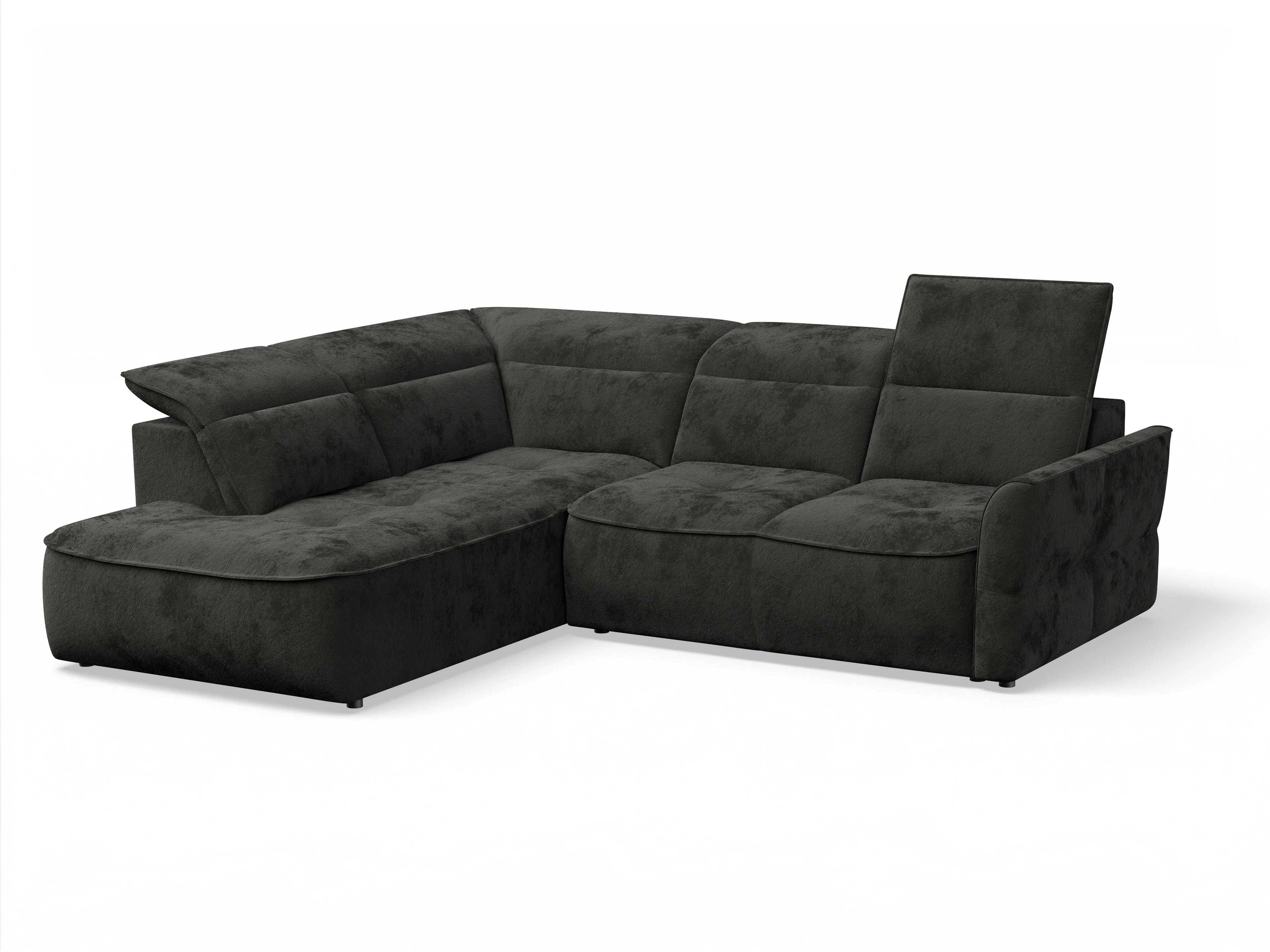 Ansicht des Produktes Toledo Ecksofa links Abschluss offen in Stoff Schwarz