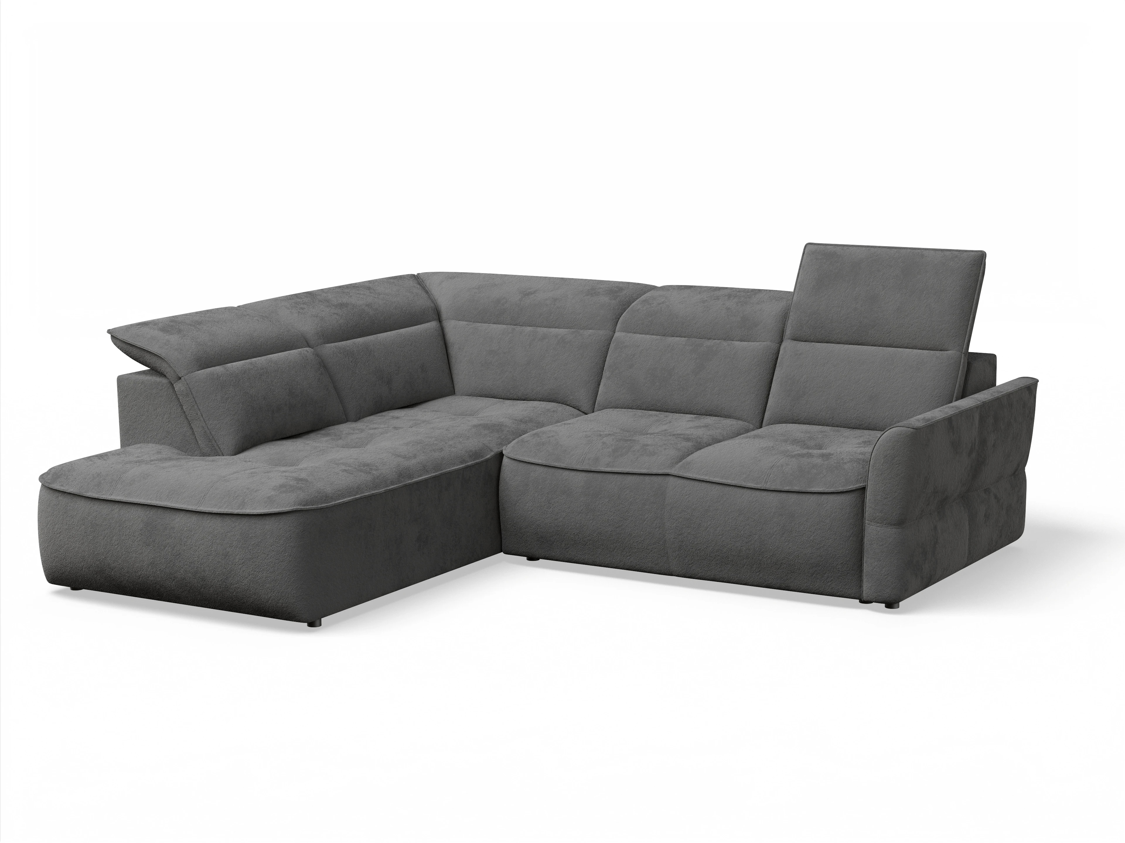 Ansicht des Produktes Toledo Ecksofa links Abschluss offen in Stoff Grau