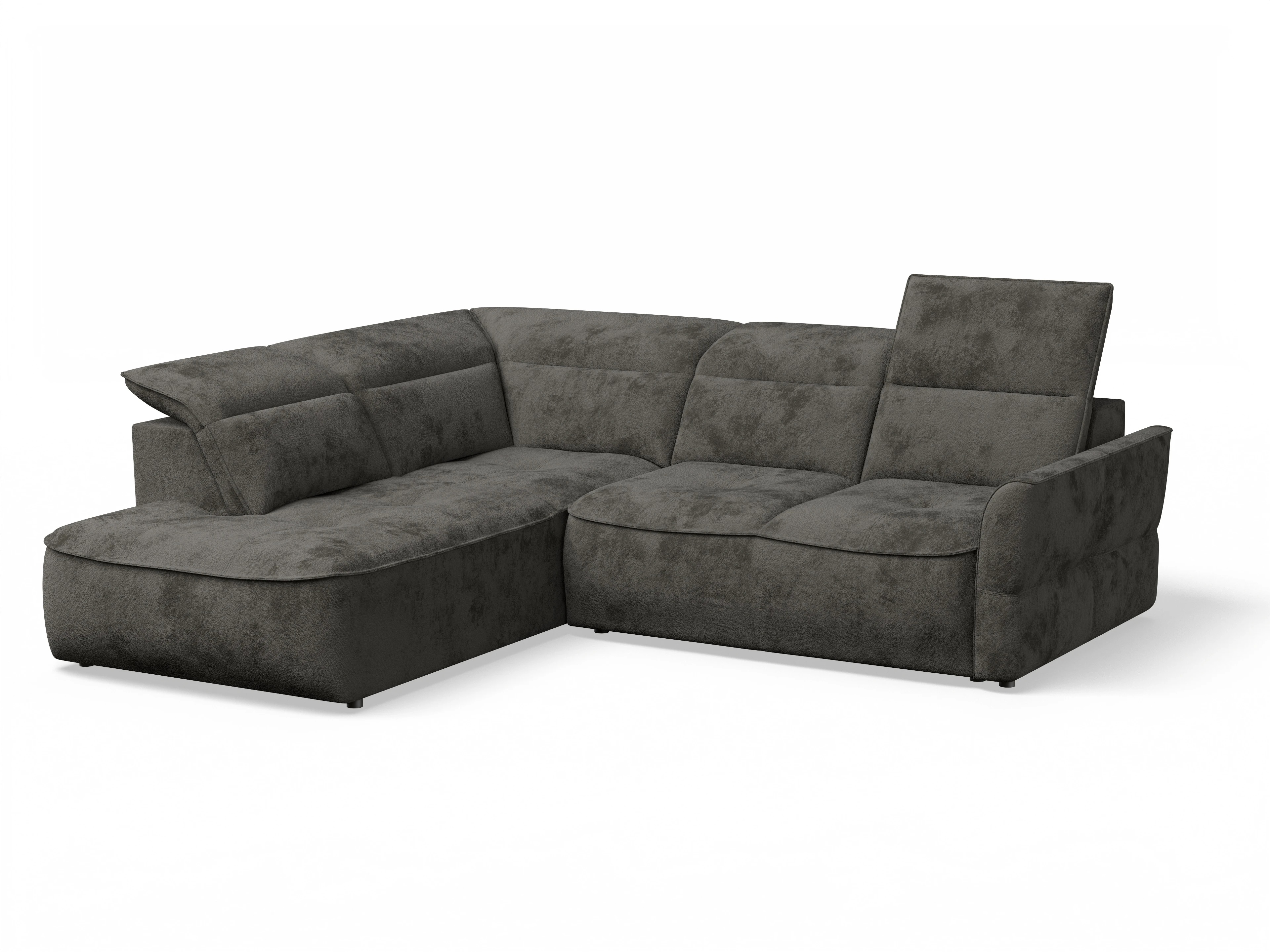 Ansicht des Produktes Toledo Ecksofa links Abschluss offen in Stoff Braun