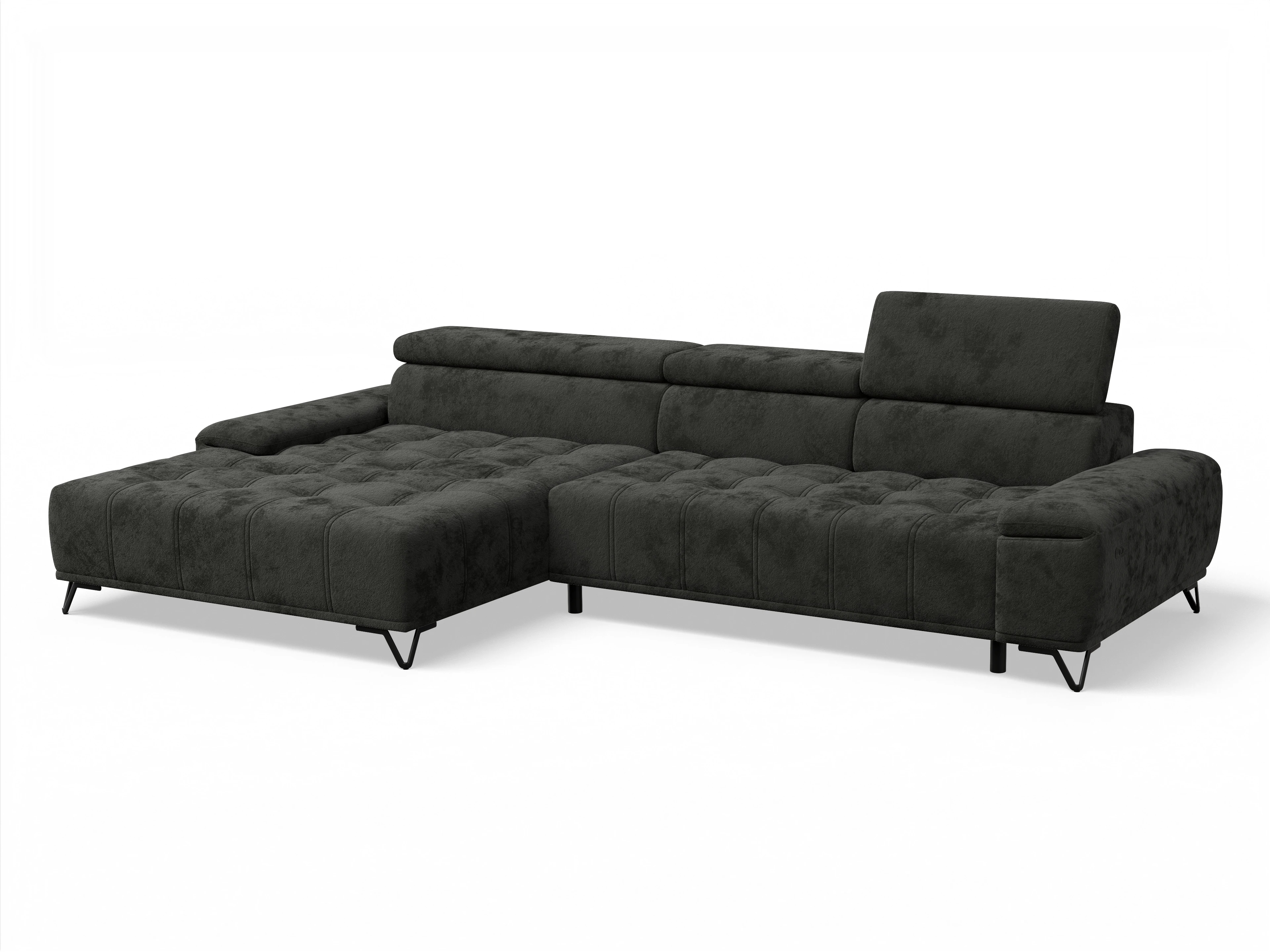 Ansicht des Produktes Sevilla Ecksofa links Abschluss offen in Stoff Schwarz