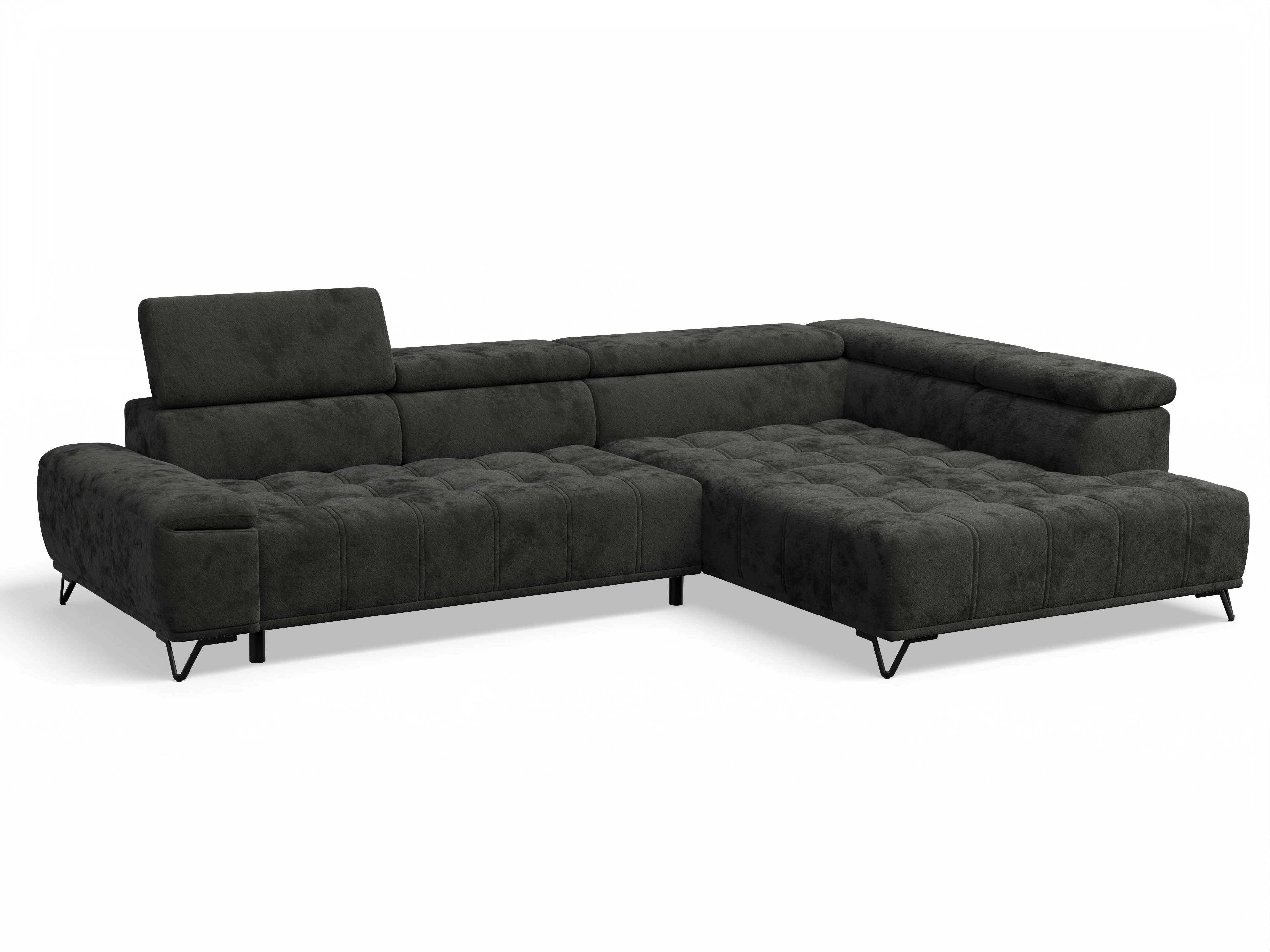 Ansicht des Produktes Sevilla Ecksofa rechts Abschluss offen in Stoff Schwarz