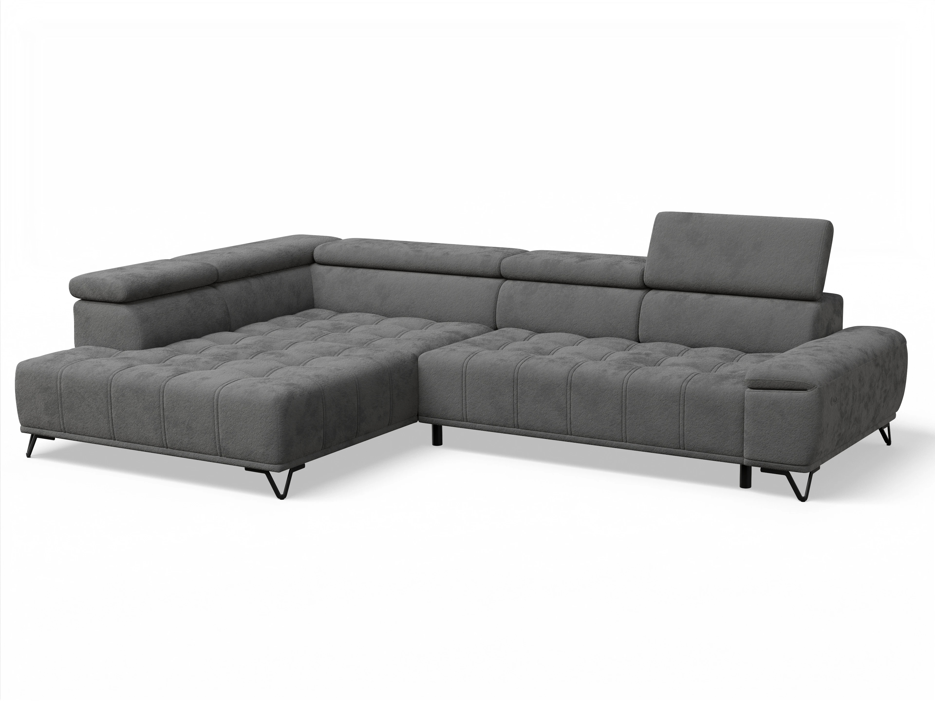 Ansicht des Produktes Sevilla Ecksofa links Abschluss offen in Stoff Grau