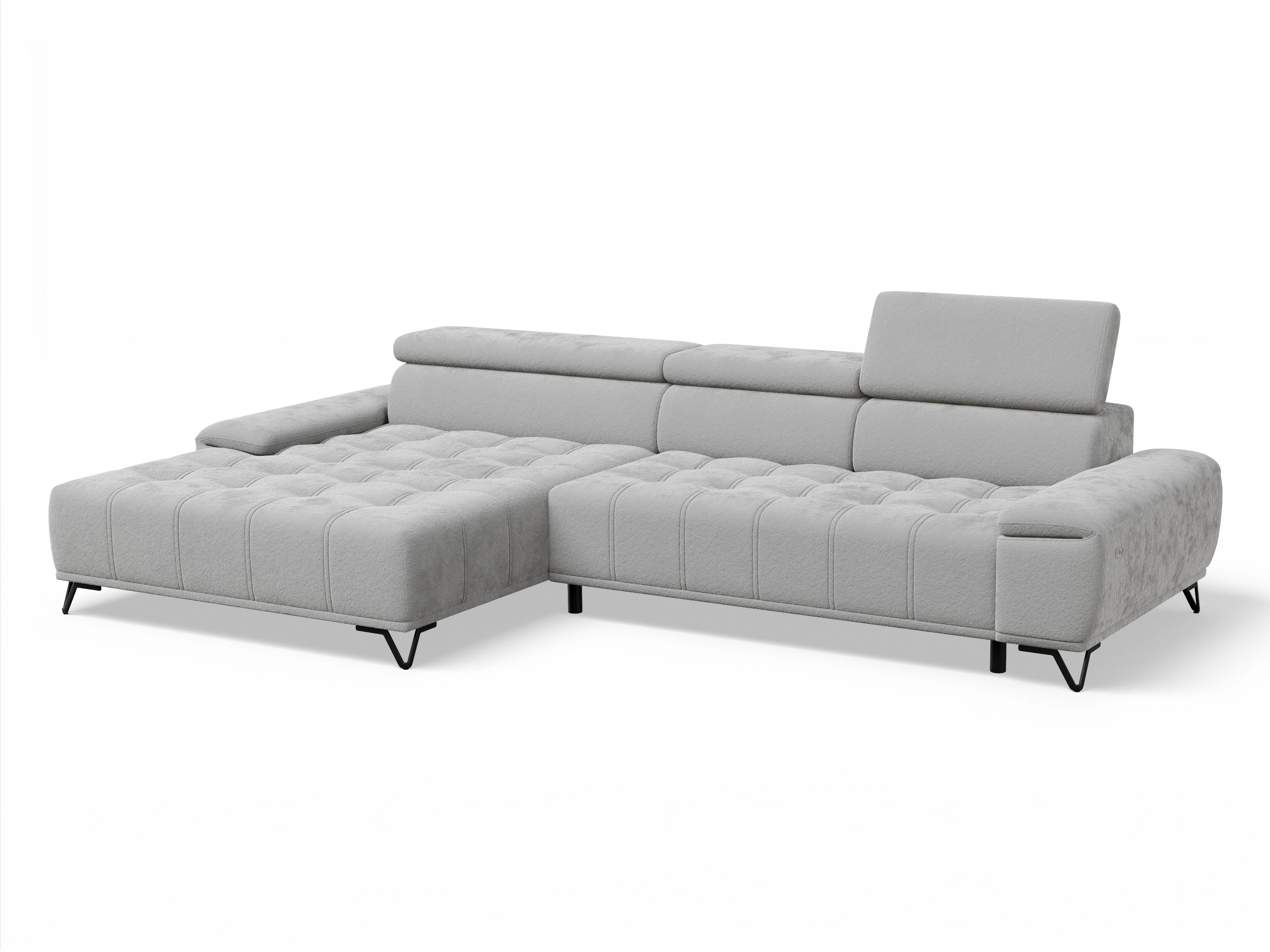 Ansicht des Produktes Sevilla Ecksofa links Abschluss offen in Stoff Grau