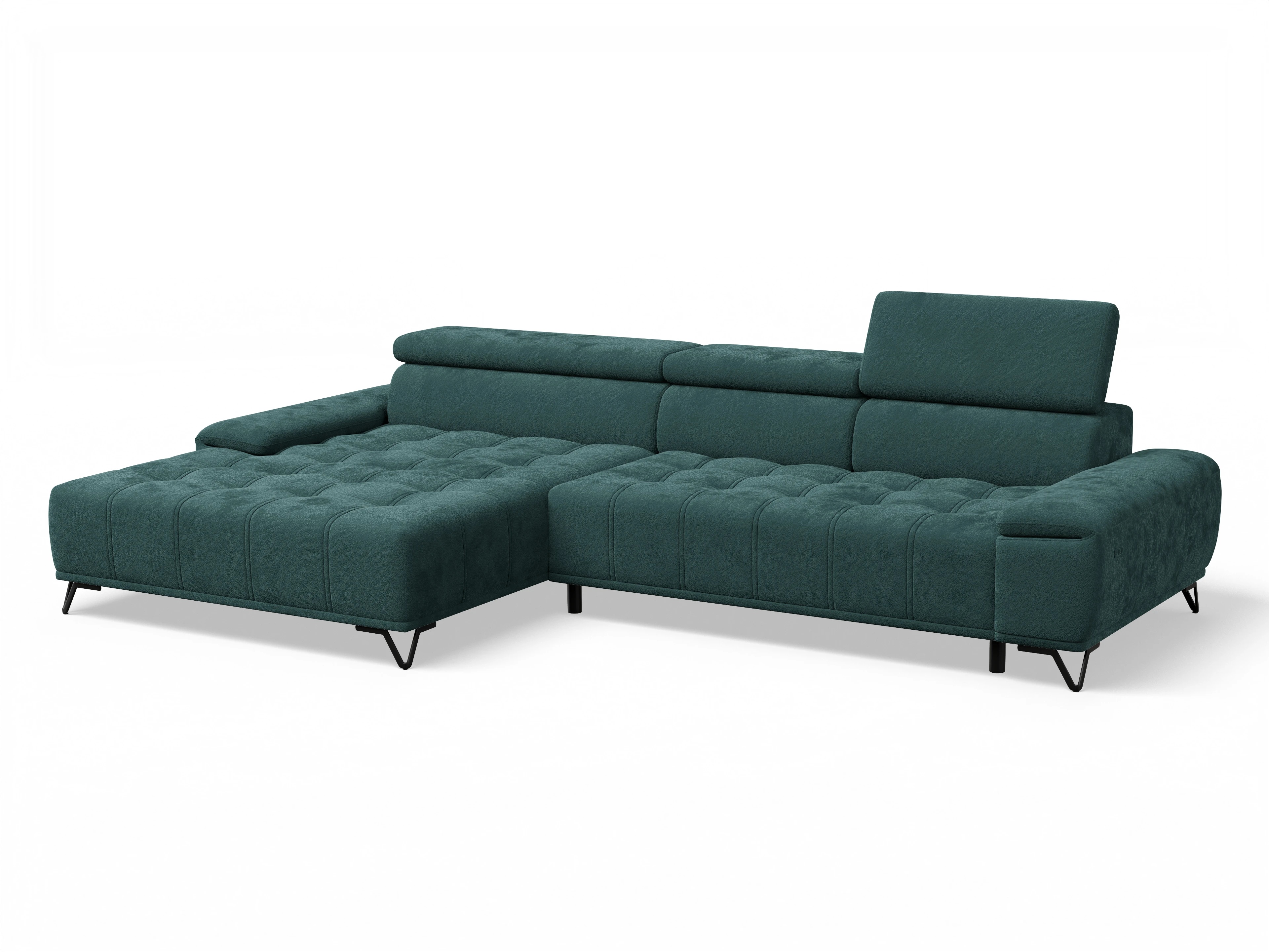 Ansicht des Produktes Sevilla Ecksofa links Abschluss offen in Stoff Blau