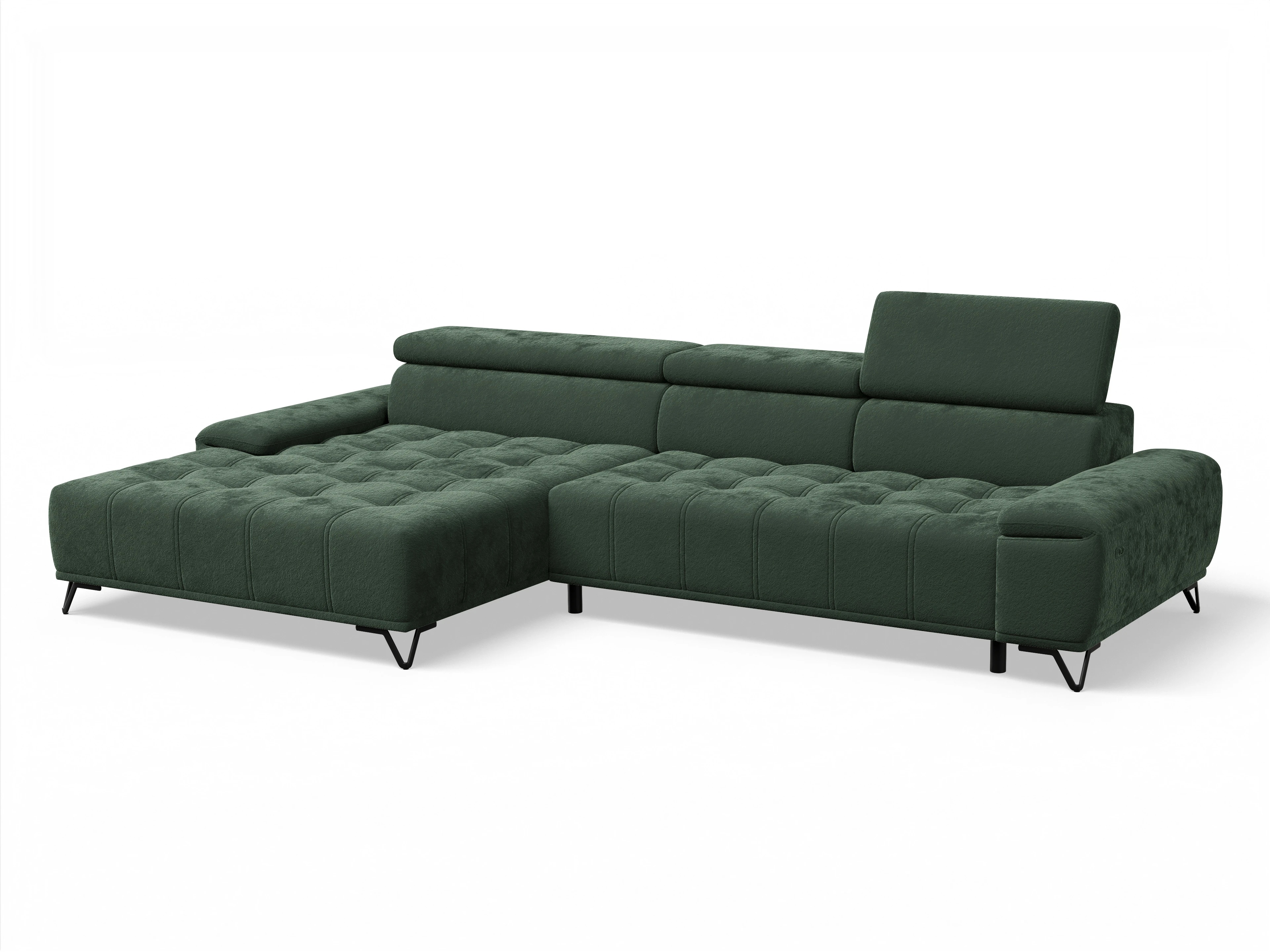 Ansicht des Produktes Sevilla Ecksofa links Abschluss offen in Stoff Grün