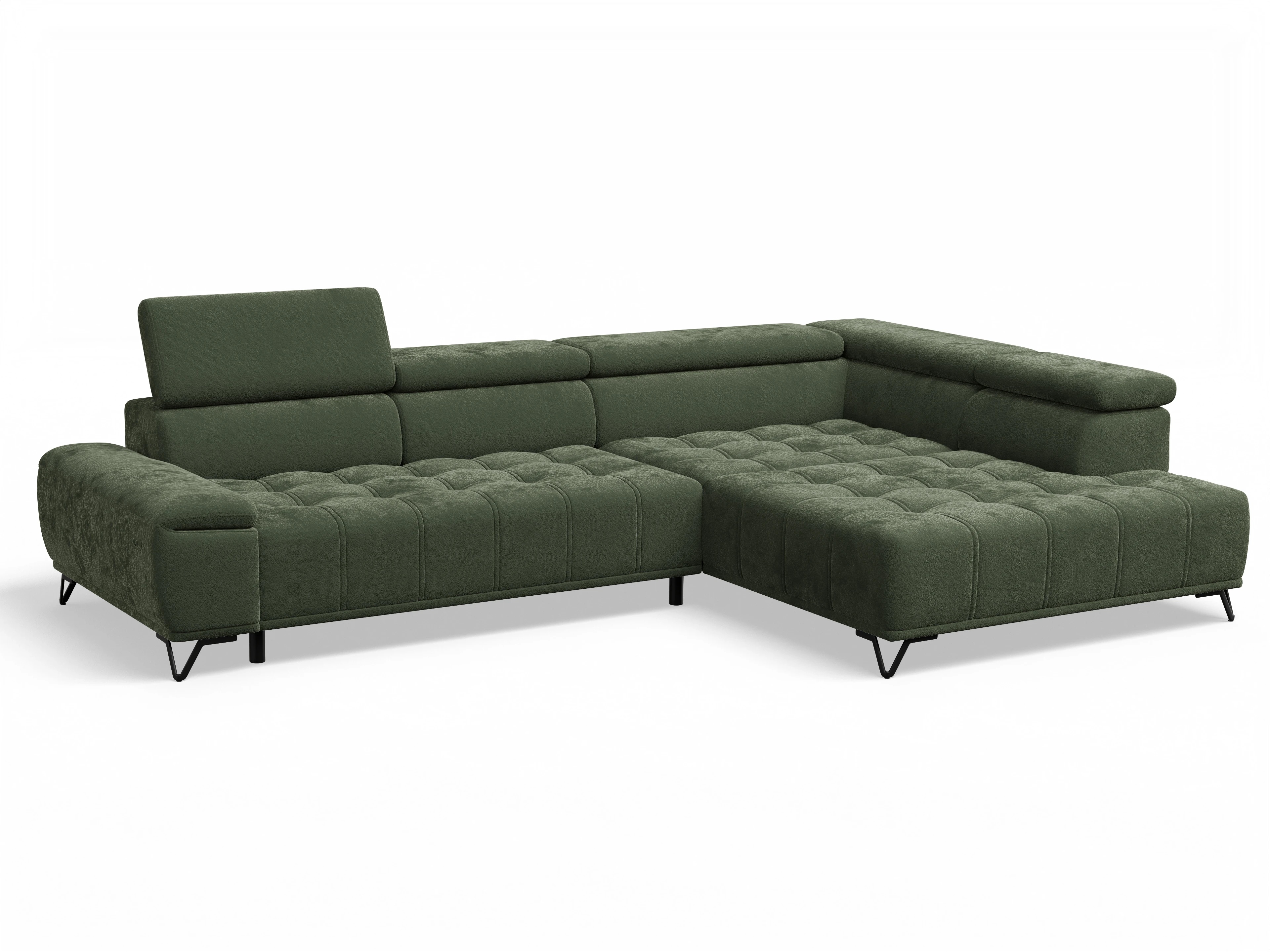 Ansicht des Produktes Sevilla Ecksofa rechts Abschluss offen in Stoff Grün