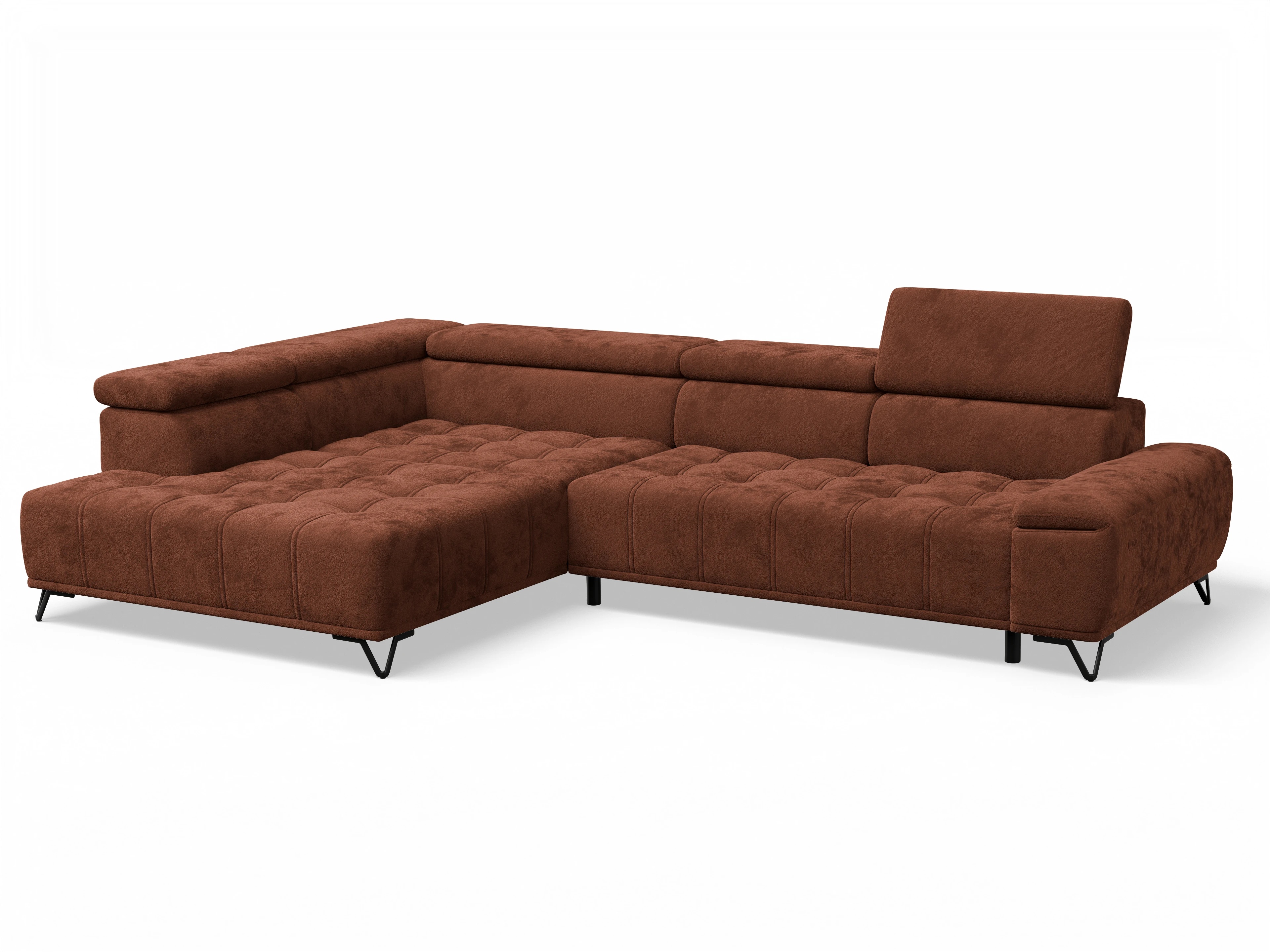 Ansicht des Produktes Sevilla Ecksofa links Abschluss offen in Stoff Orange