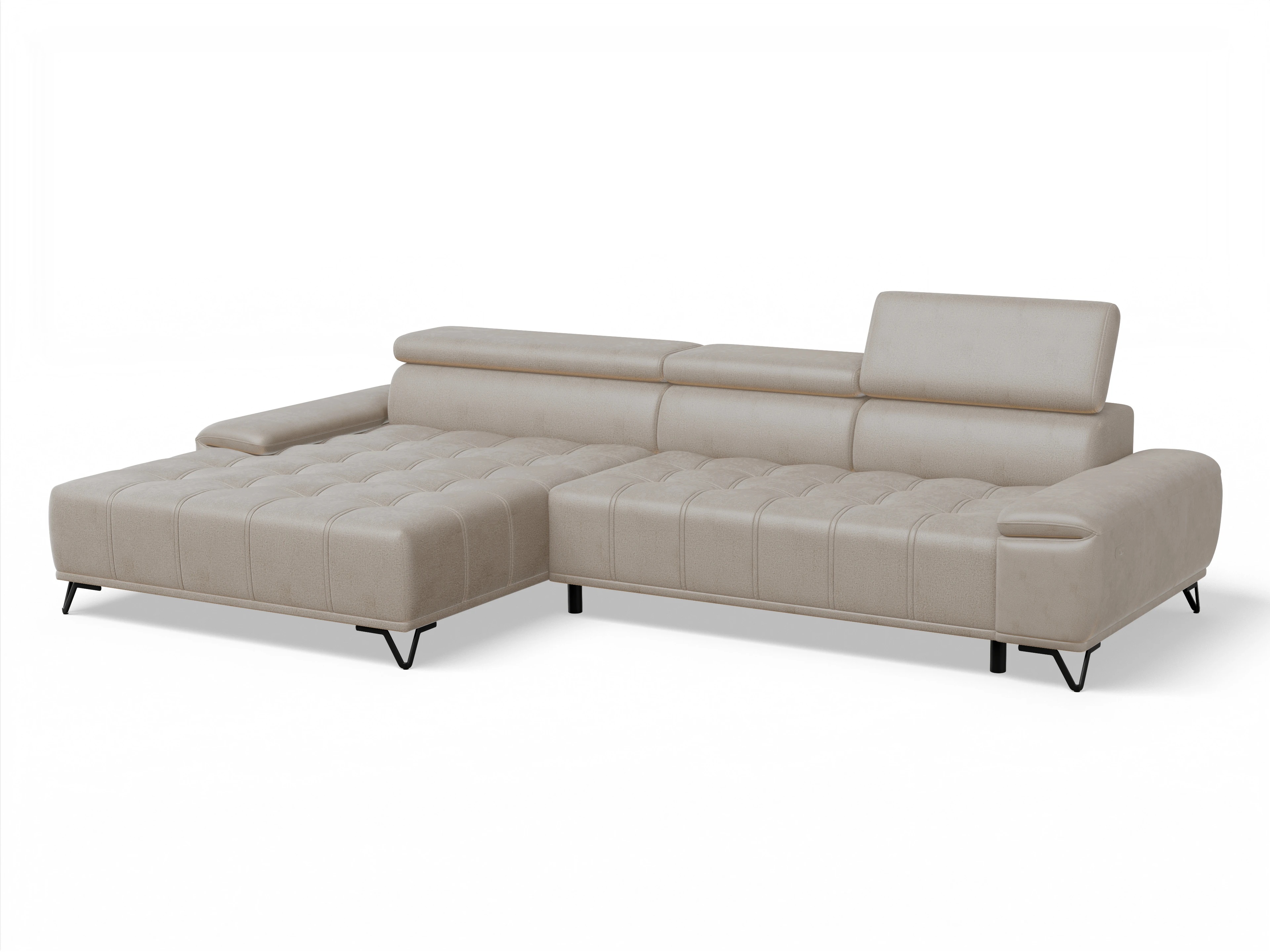 Sevilla OT Small L ohne Funktion Ansicht des Produktes Sevilla Ecksofa links Abschluss offen in Stoff Beige