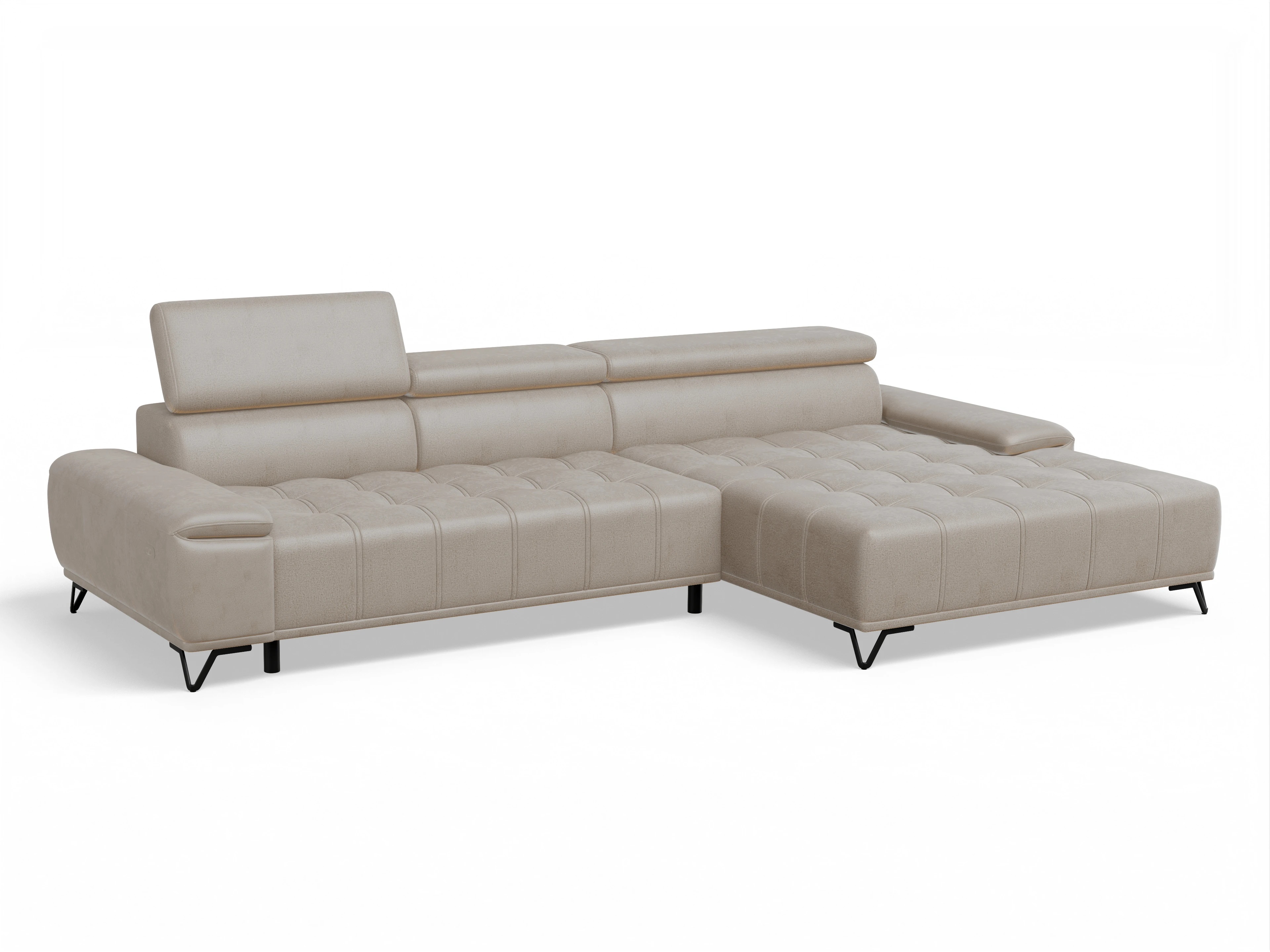 Sevilla OT Small R ohne Funktion Ansicht des Produktes Sevilla Ecksofa rechts Abschluss offen in Stoff Beige